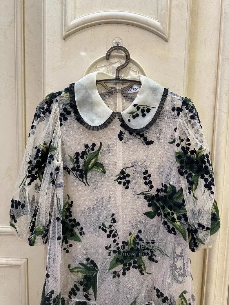 Valentino Valentino Lily of the valley embroidered mesh doll collar Size M / US 6-8 / IT 42-44 - 3 Thumbnail