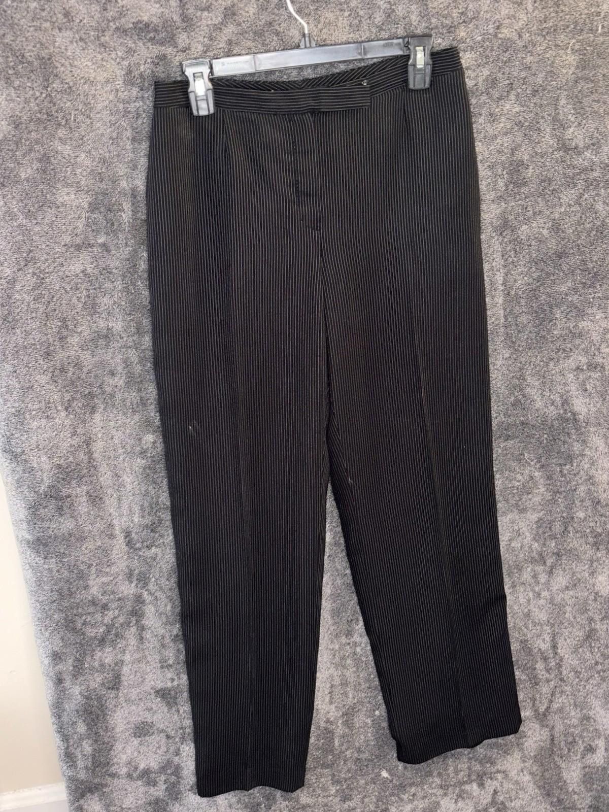 Other Anne Klein Black Pinstripe Dress Pants 6P Petite Straight Size 28" / US 6 / IT 42 - 2 Thumbnail