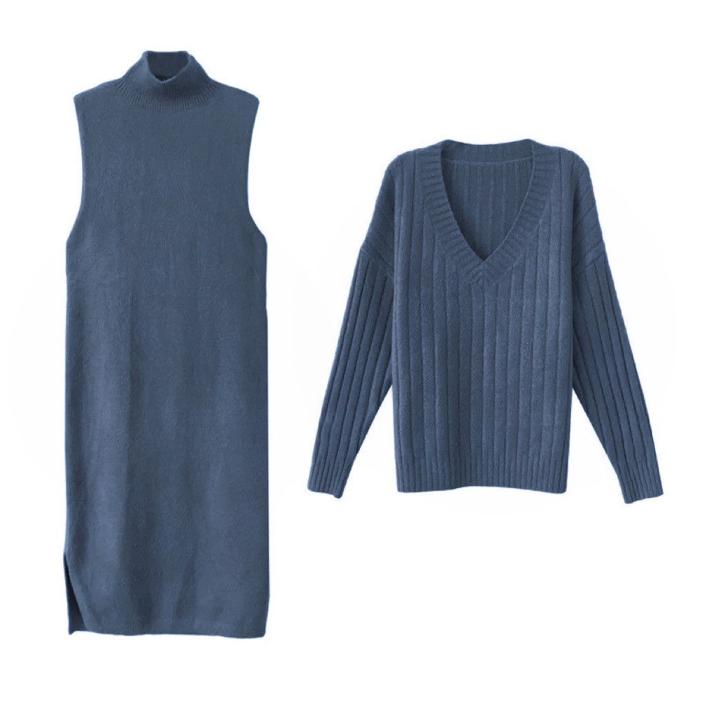 Other 2 pcs knitted sweater turtleneck bodycon dress set Size S / US 4 / IT 40 - 2 Thumbnail