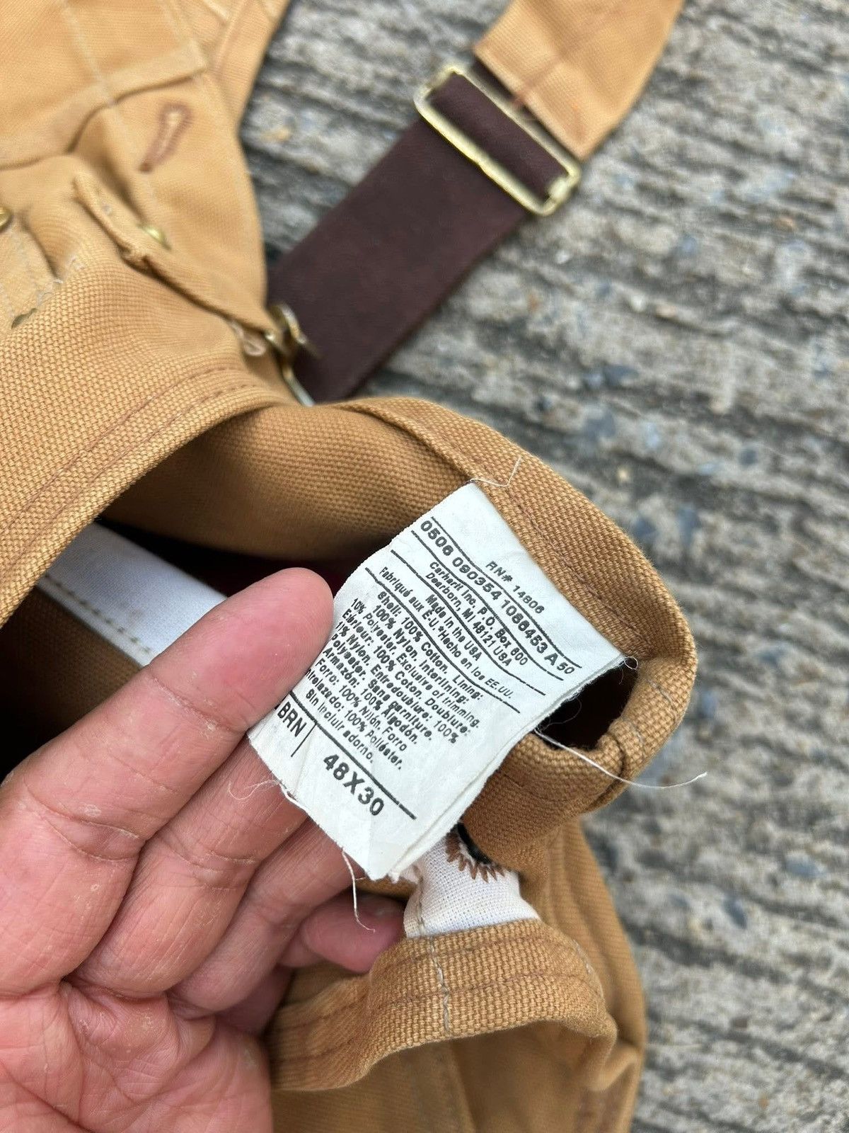 Carhartt Vintage 90s Carhartt Tan Distressed Double Knee Overall48x30 Size US 44 / EU 60 - 6 Thumbnail