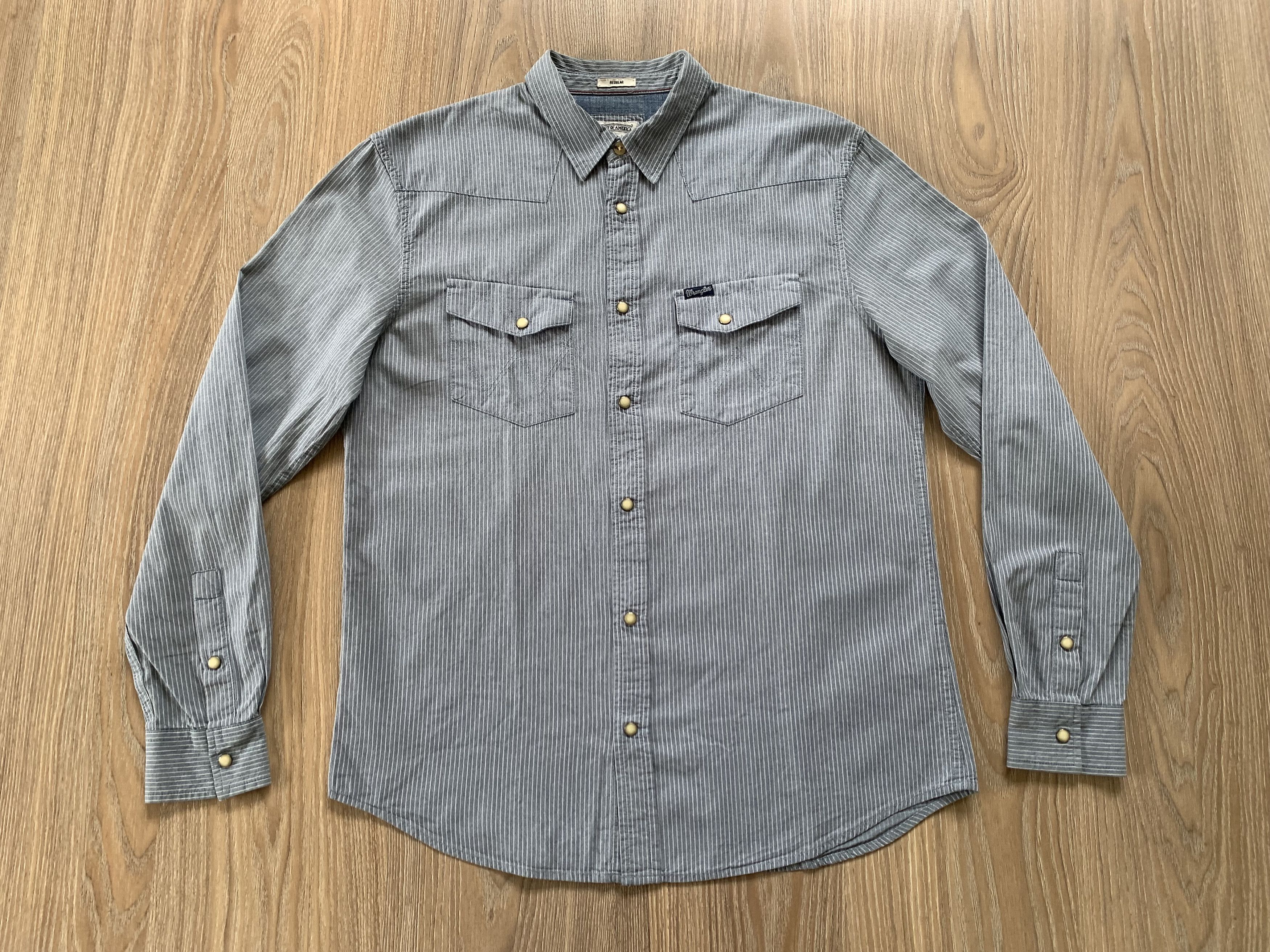 Wrangler Wrangler Regular Stripe Cotton Denim Long Sleeve Shirt Size US M / EU 48-50 / 2 - 2 Thumbnail