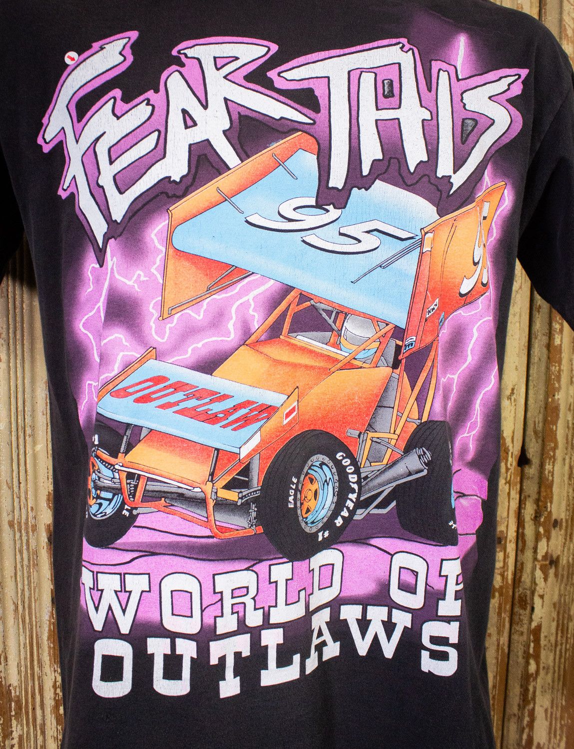 Vintage Vintage Fear This World of Outlaws Racing T Shirt 1995 Size US XL / EU 56 / 4 - 4 Thumbnail