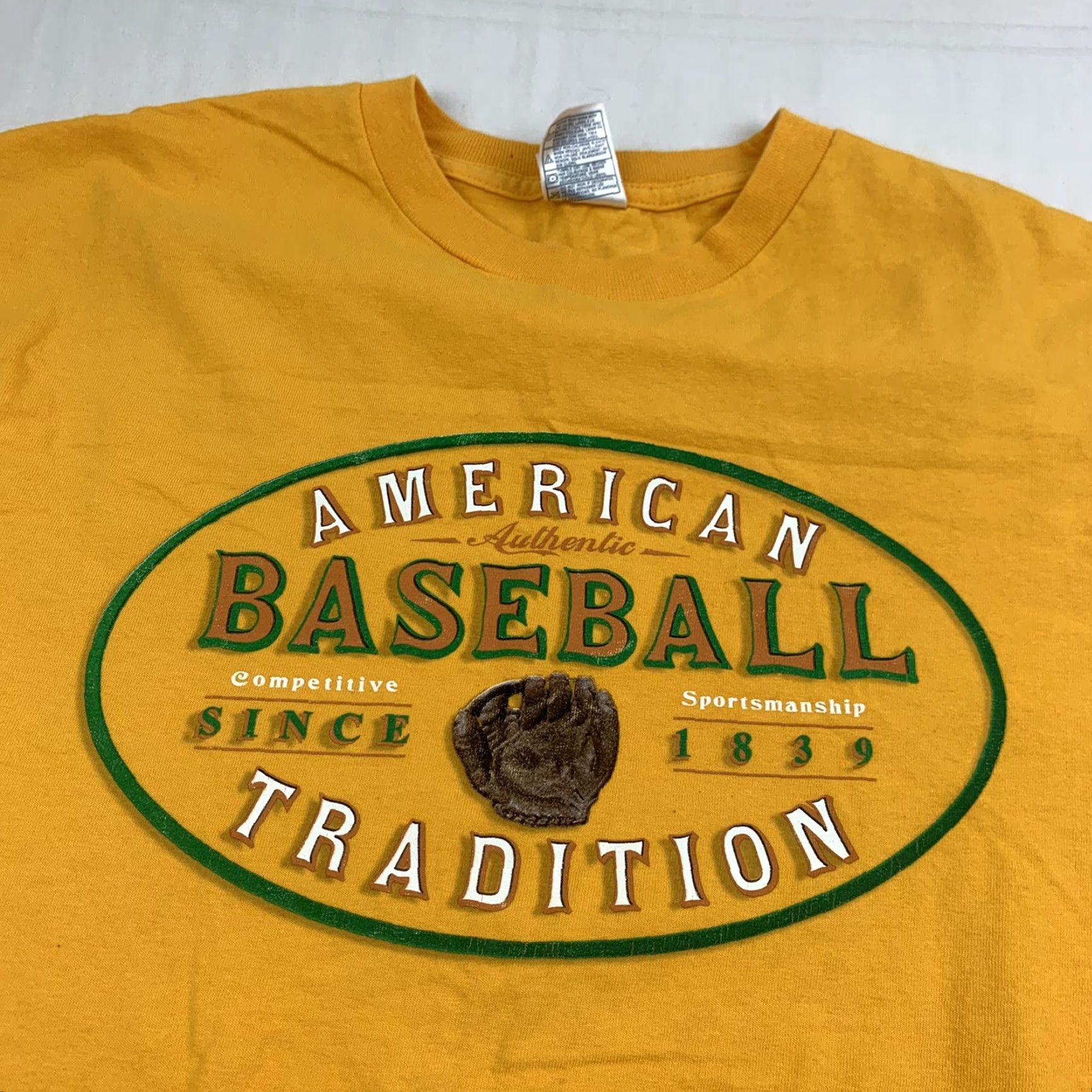 Vintage Vintage American Tradition Baseball T Shirt Adult Large Yellow Sports USA Y2K Size US L / EU 52-54 / 3 - 3 Thumbnail
