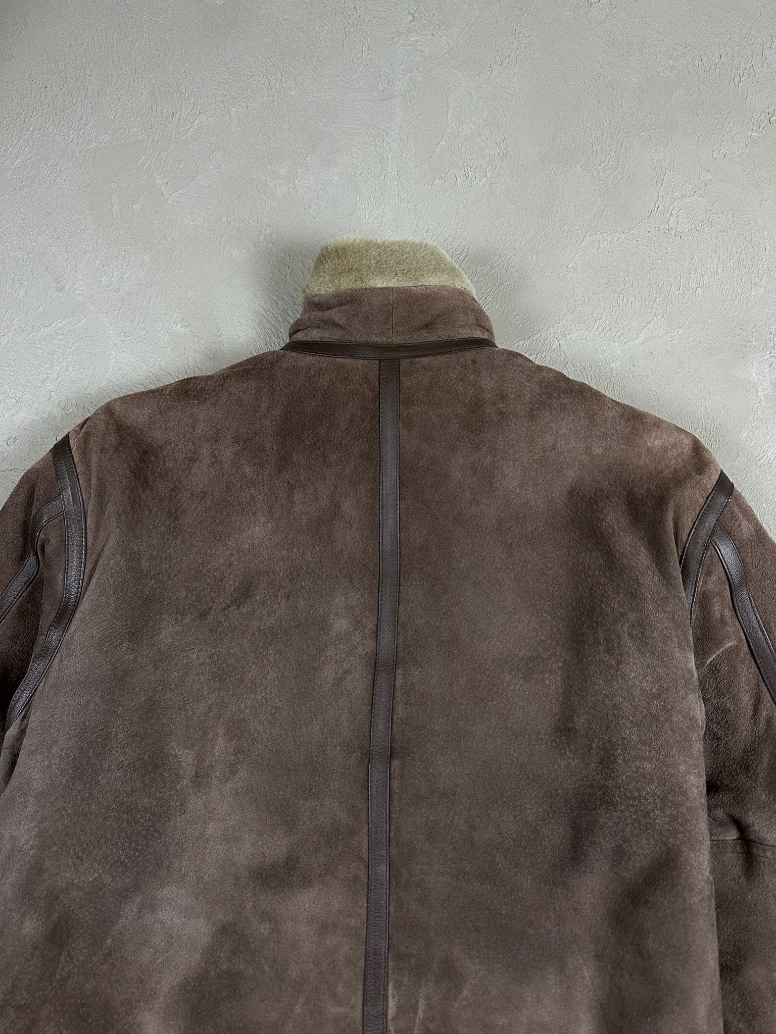 90s Vintage Sheepskin Leather Bomber Boxy Jacket