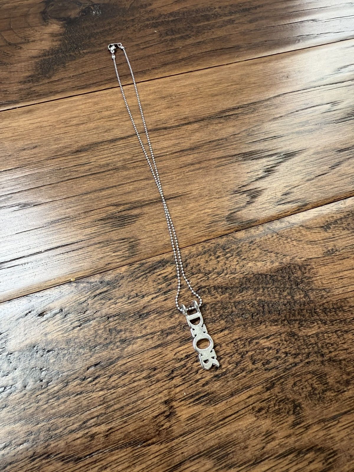Vintage Dior Logo Pendant 16” Chain Silver Tone Size ONE SIZE - 4 Thumbnail