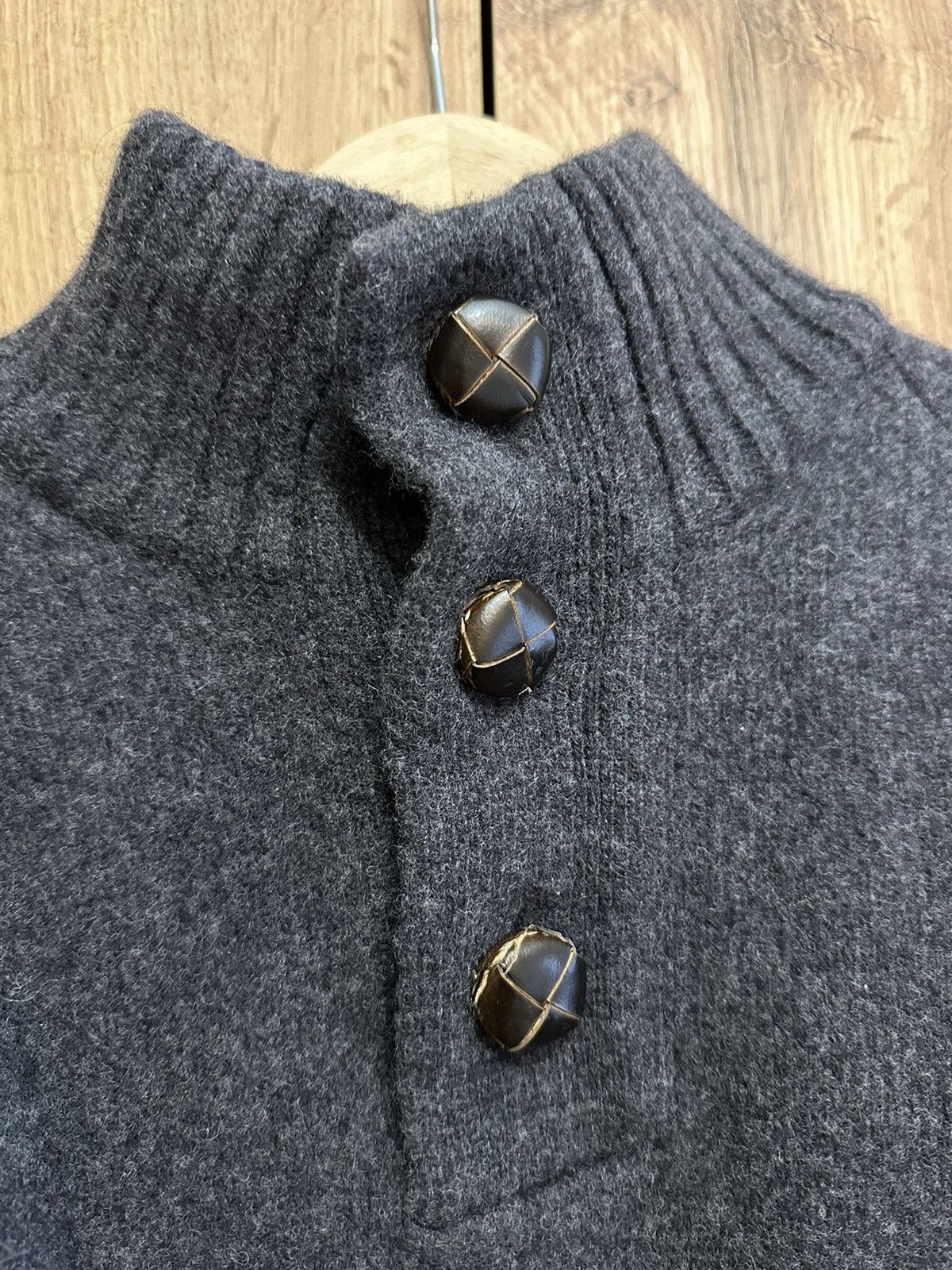 Barbour Essential Chunky Half Button Grey Sweater Wool