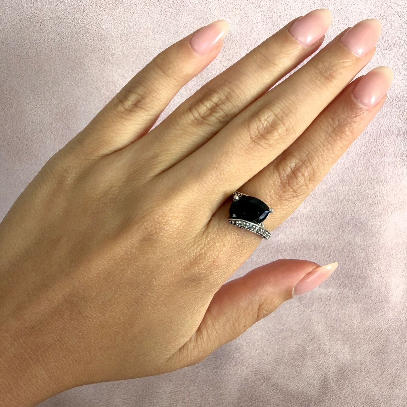 Sterling Silver sterling silver sapphire & cz crossover ring size 6.5 Size ONE SIZE - 2 Thumbnail
