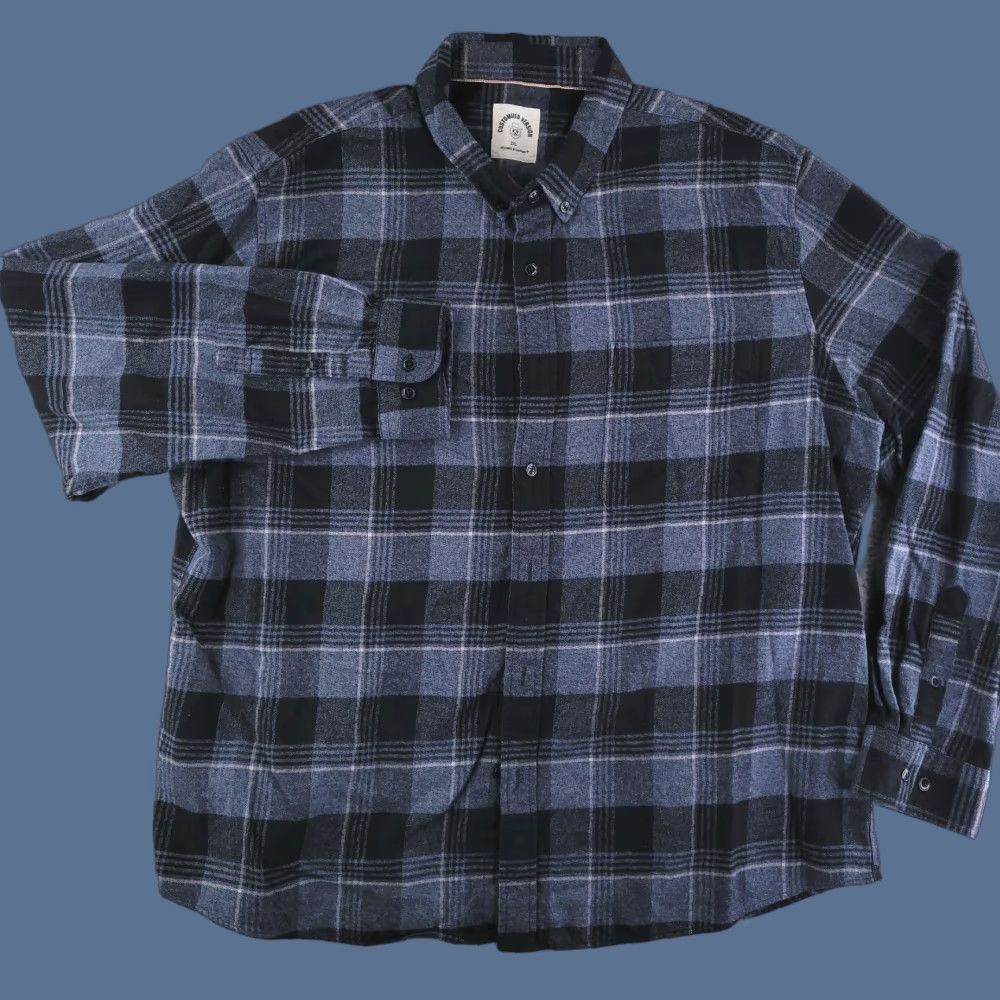 Vintage Dubinik Shirt Mens 2XL Flannel Gray Long Sleeve Button Check Cotton Custom Size US XXL / EU 58 / 5 - 1 Thumbnail
