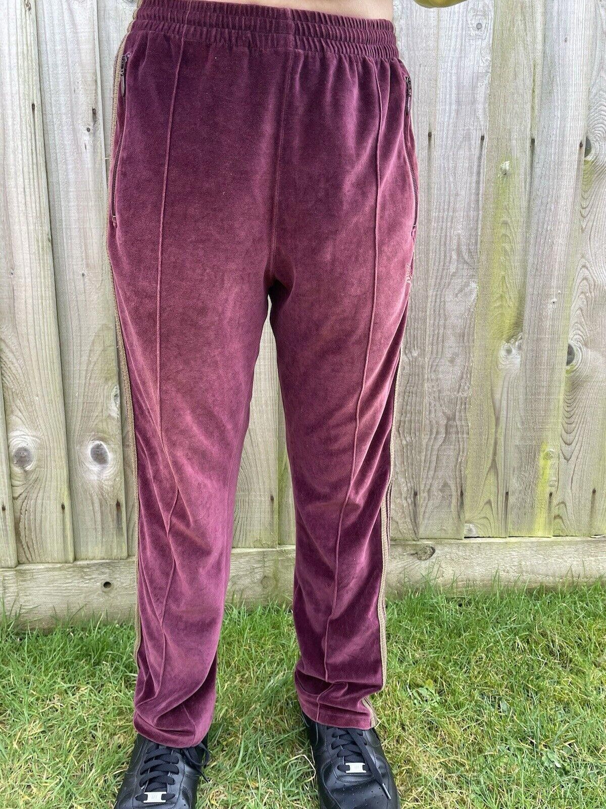 Designer Needles Nepenthes Velour Burgundy Joggers Small Size US 30 / EU 46 - 4 Thumbnail