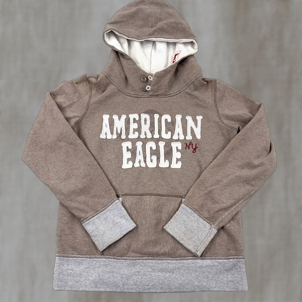 American Eagle Outfitters VINTAGE American Eagle Outfitters Hoodie Women M Brown Faded Spell Out AEO 77 Size M / US 6-8 / IT 42-44 - 1 Thumbnail