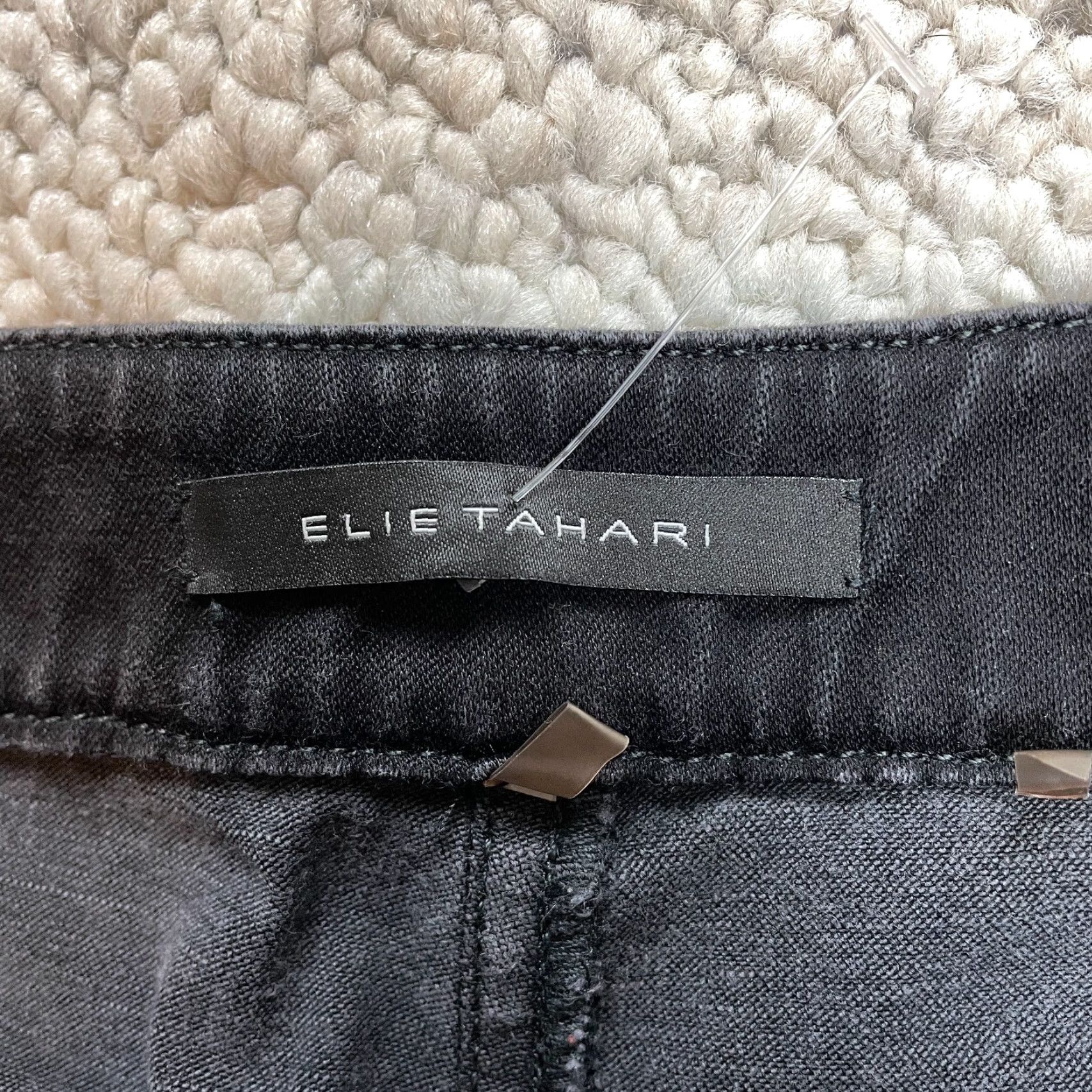 Vintage Elie Tahari Jeans Womens Straight Leg Black Stretch Pockets Solid 31x31.5 Size 24" / US 00 / IT 34 - 7 Thumbnail