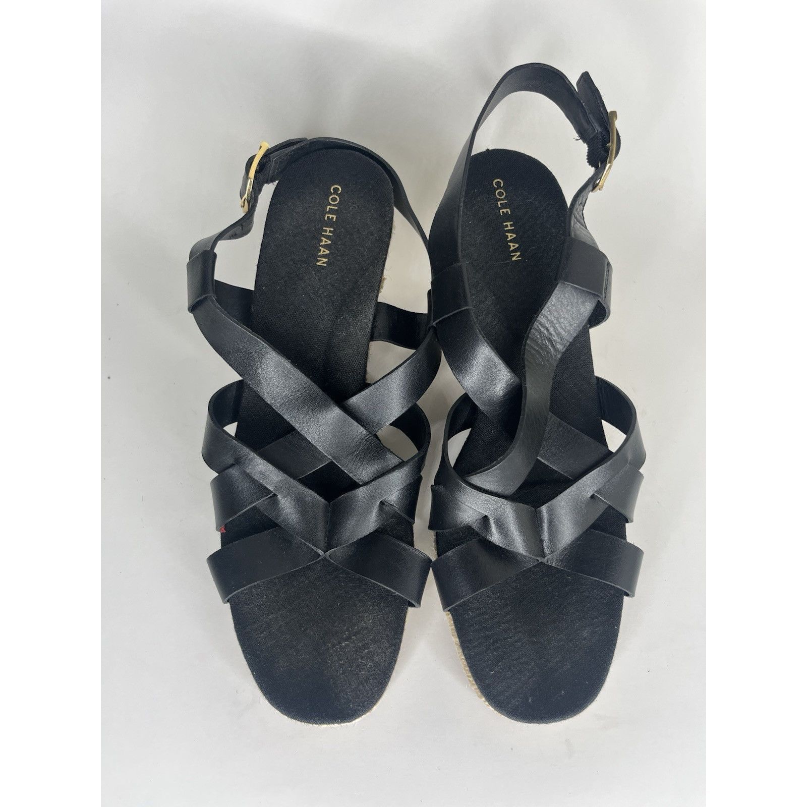 Cole Haan Cole Haan Black Leather Espadrille Wedge Strappy Sandals Wom Size US 9 / IT 39 - 15 Thumbnail