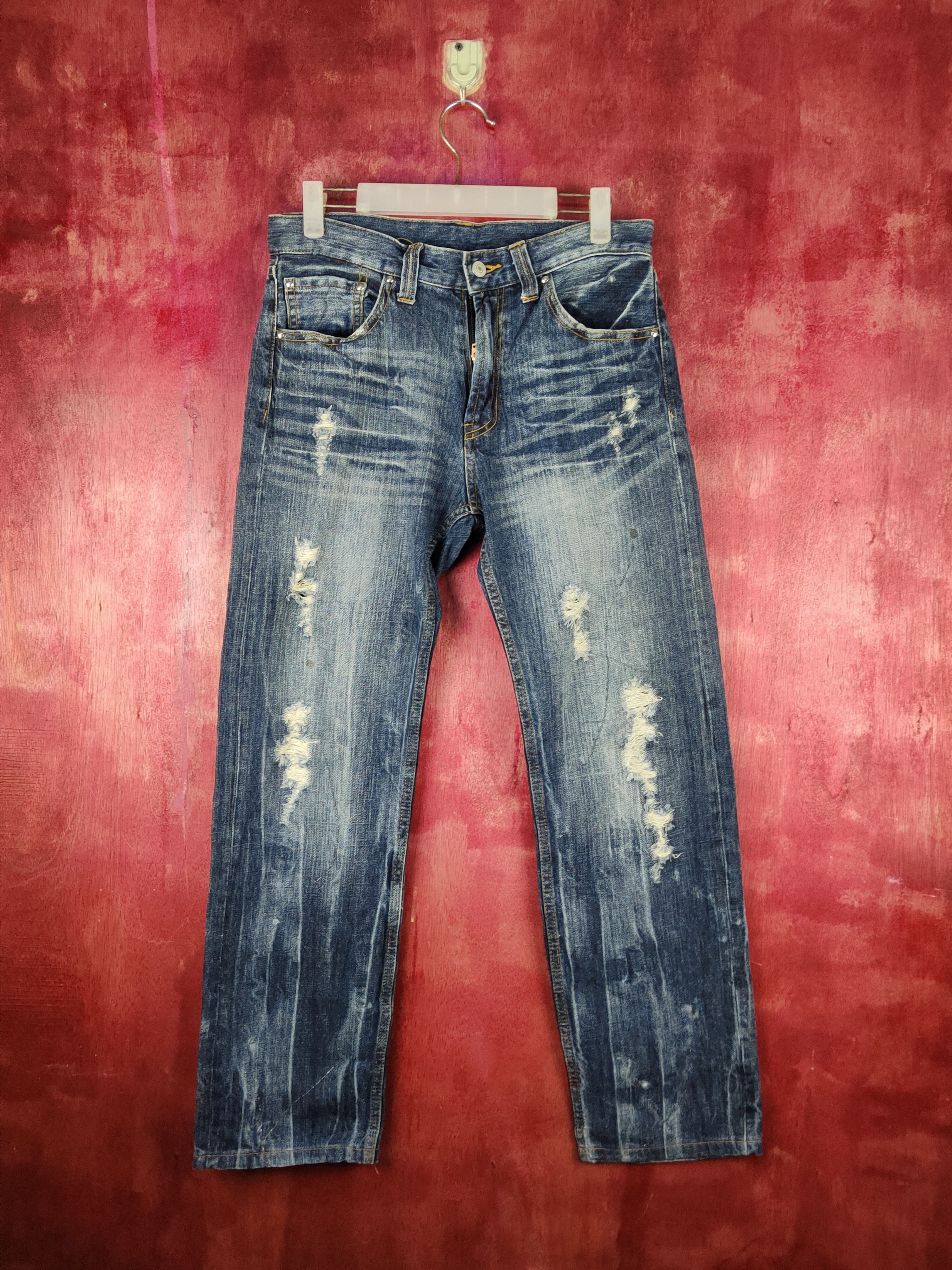 Japanese Brand Japan faded Distressed ripped jeans Denim #S1585 Size US 31 - 1 Thumbnail