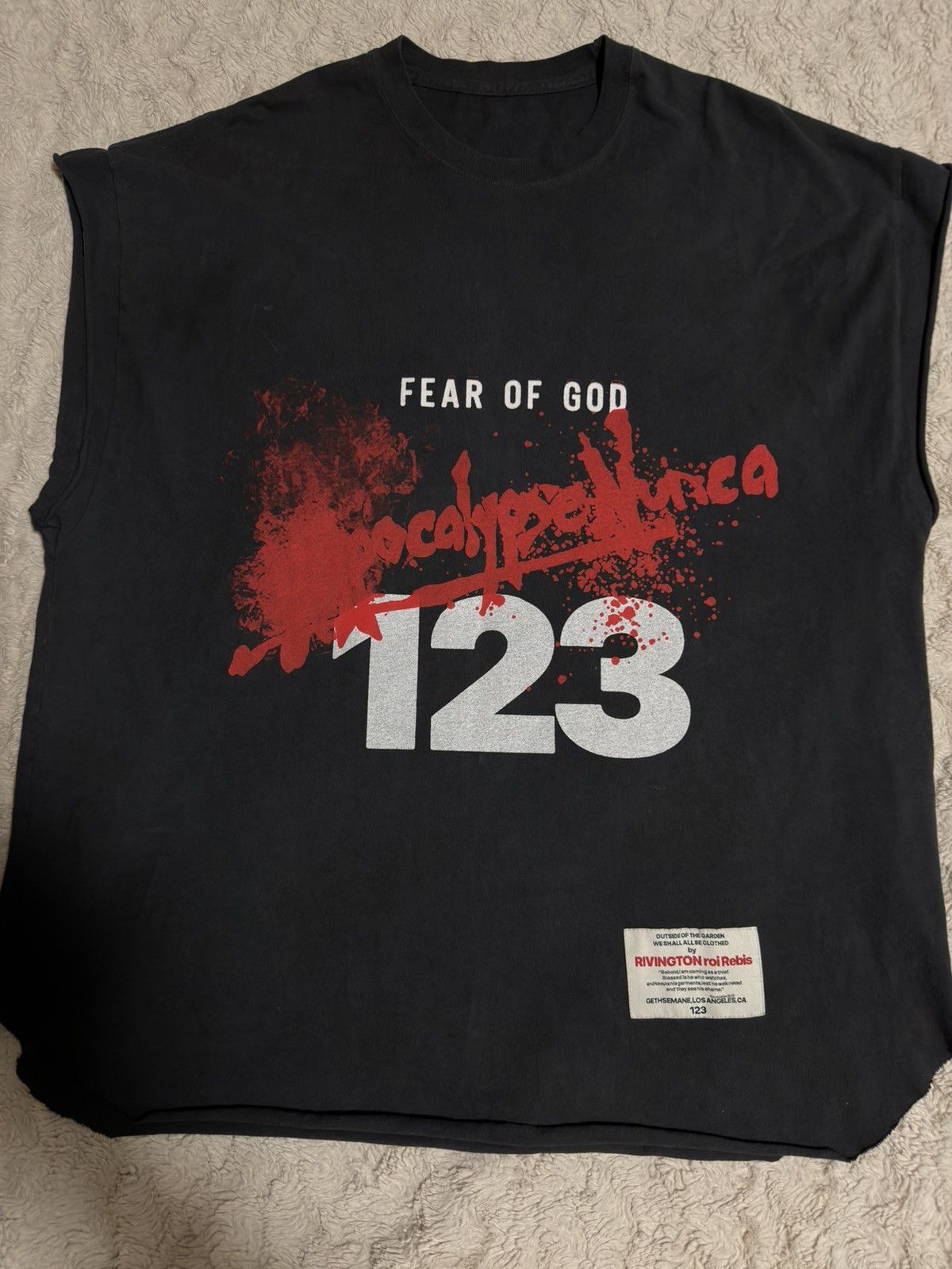 トップス Fear of God x RRR 123 Cut Off Tee Fear of God x RRR123 INRI Cut Off Tee Vintage Black Men's