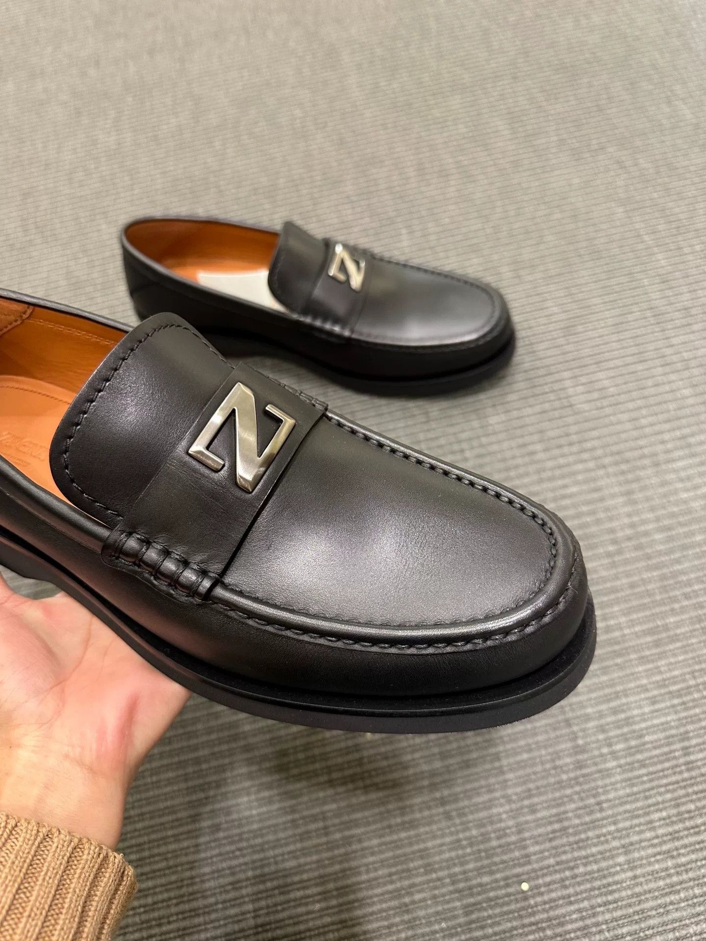 Ermenegildo Zegna Zegna Black Leather Men's Loafers Size US 10 / EU 43 - 4 Thumbnail
