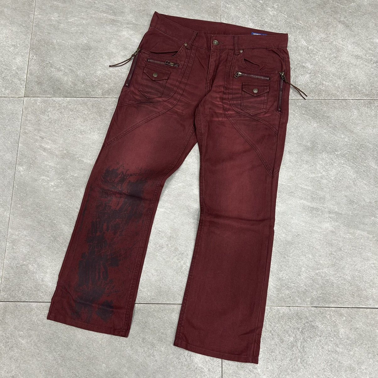 semanticdesign Vintage 90s Semanticdesign Flared Burgundy Pants Size US 34 / EU 50 - 3 Thumbnail