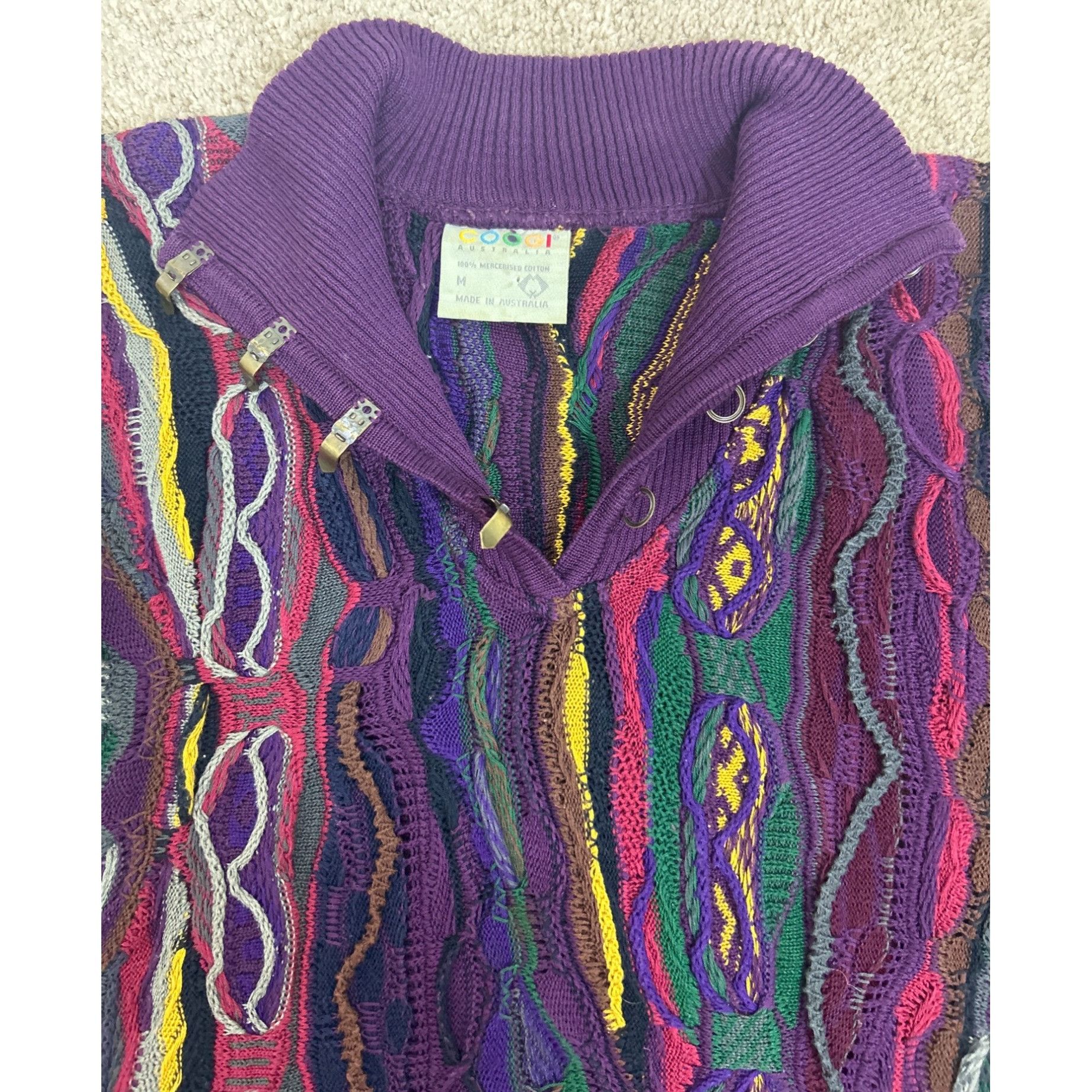 Coogi Rare Coogi Purple Multi Sweater 90's Metal Clasp Nec Size US M / EU 48-50 / 2 - 9 Thumbnail