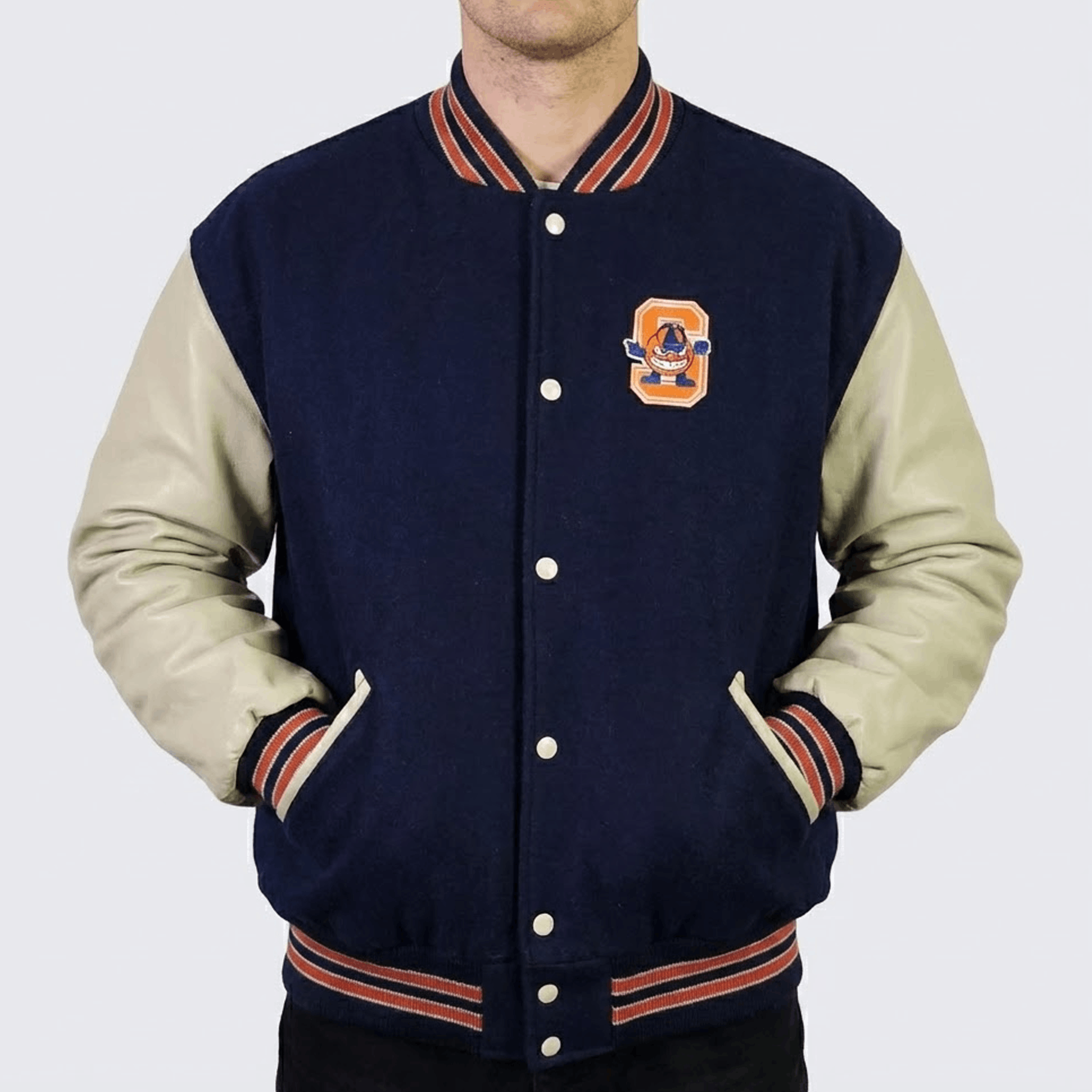 Delong Syracuse Orange Men Vintage 90s DeLong Wool Varsity Jacket Size US XL / EU 56 / 4 - 4 Thumbnail