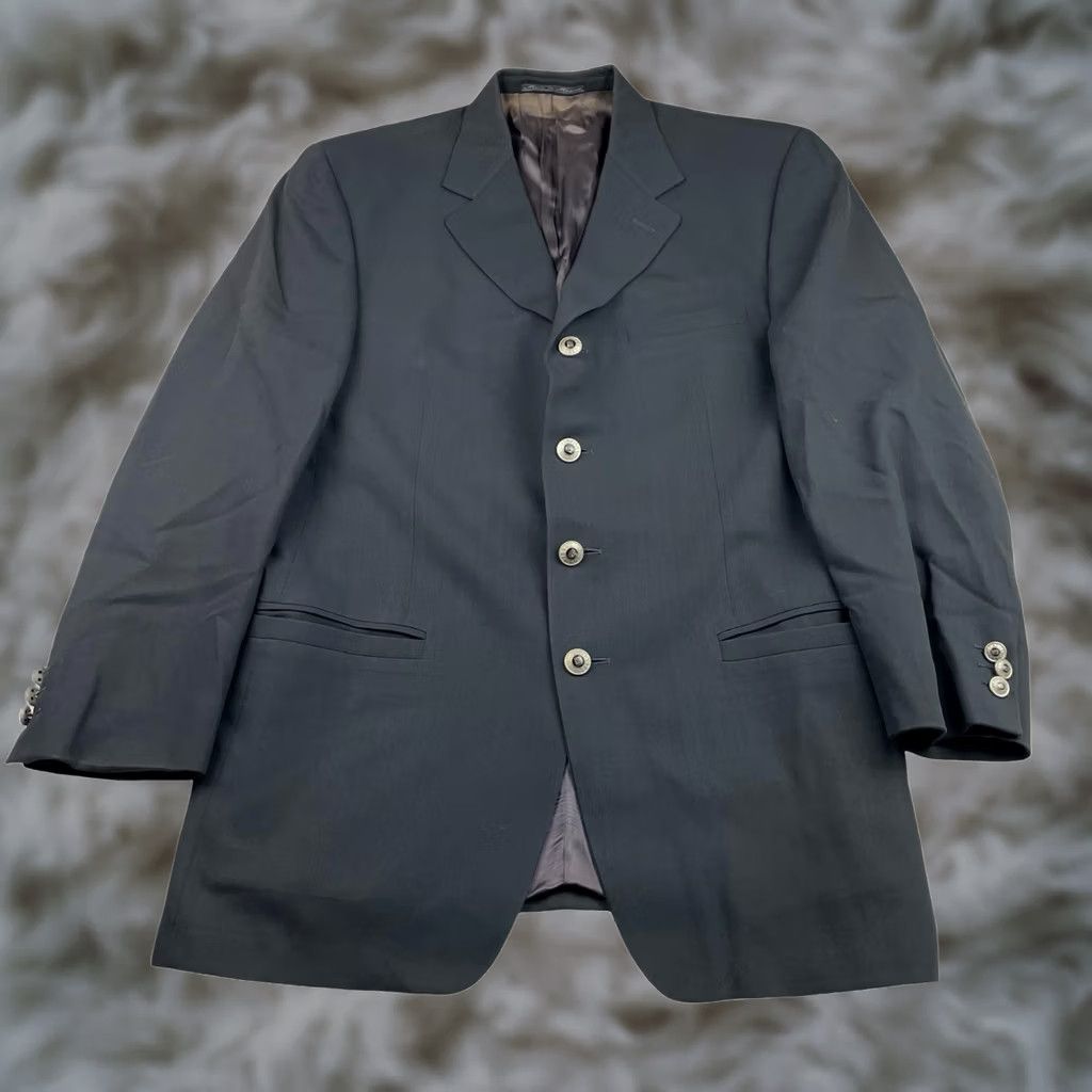 Versace VTG Gianni Versace Blazer Men’s 40 Black 100% Wool 4-Button Single-Breasted Vintage Versace Jacket/Coat Short Mens Size 40R - 1 Thumbnail