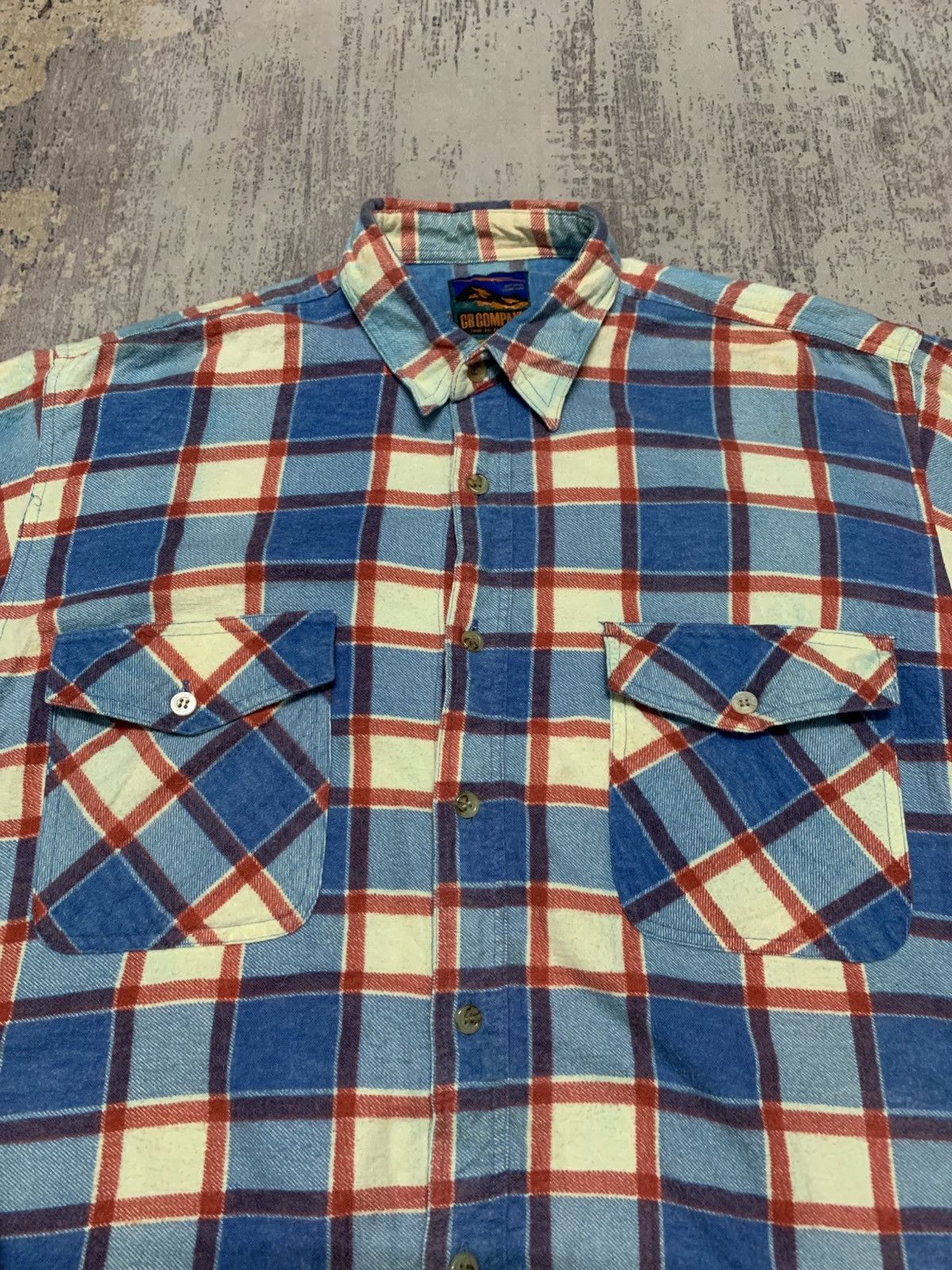 Flannel Vintage GB Company Blue Plaid Flannel Shirt Grunge Size US M / EU 48-50 / 2 - 2 Thumbnail