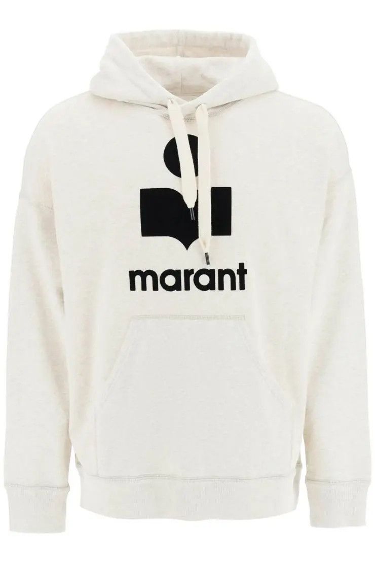 image of Isabel Marant O1S22I1N0324 Flocked Logo Hoodie In White, Men's (Size Medium)