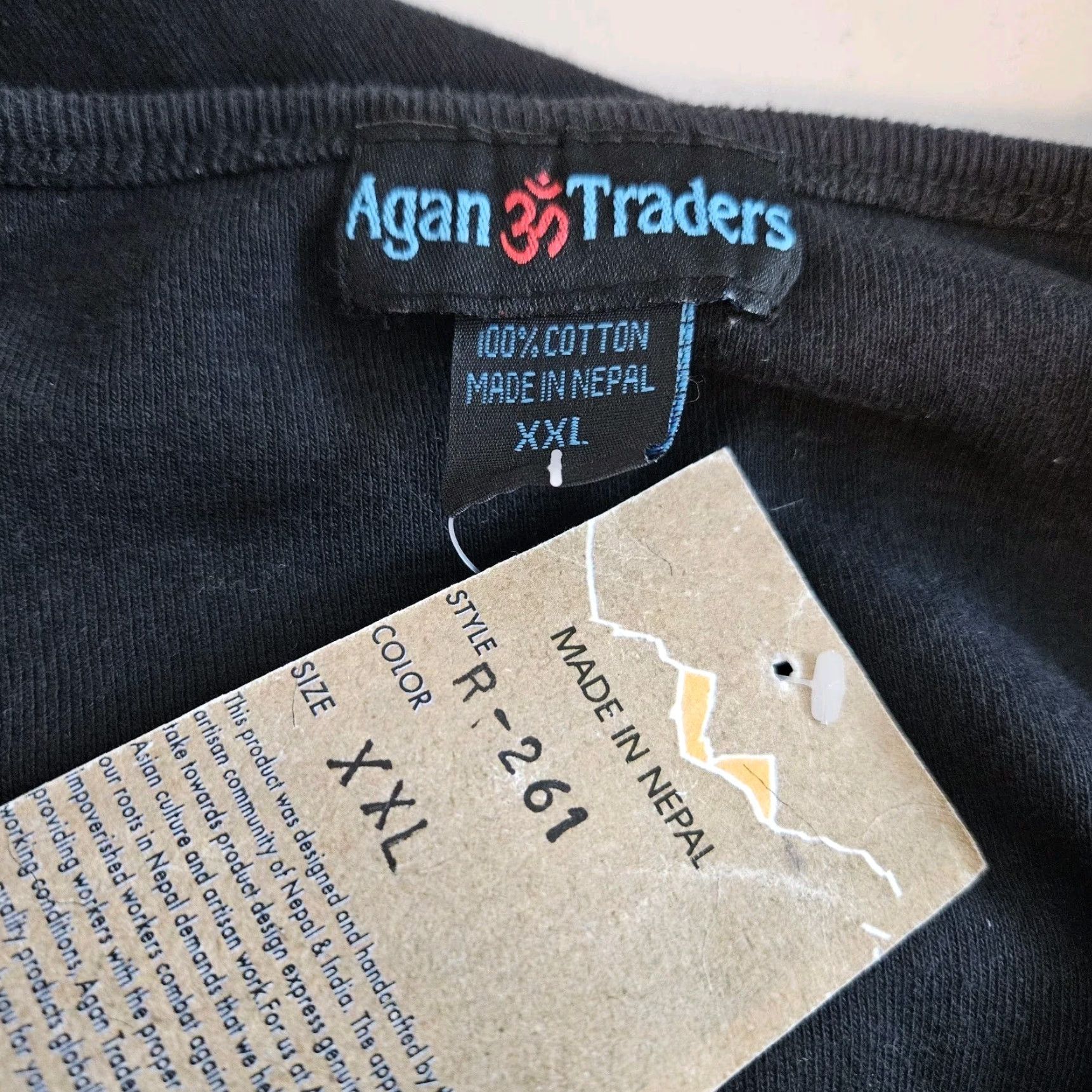 Vintage Agan Traders Womens Top 2XL Black Cotton Long Sleeve Patchwork Boho Embroidered Shirt Size XXL / US 16-18 / IT 52-54 - 5 Thumbnail