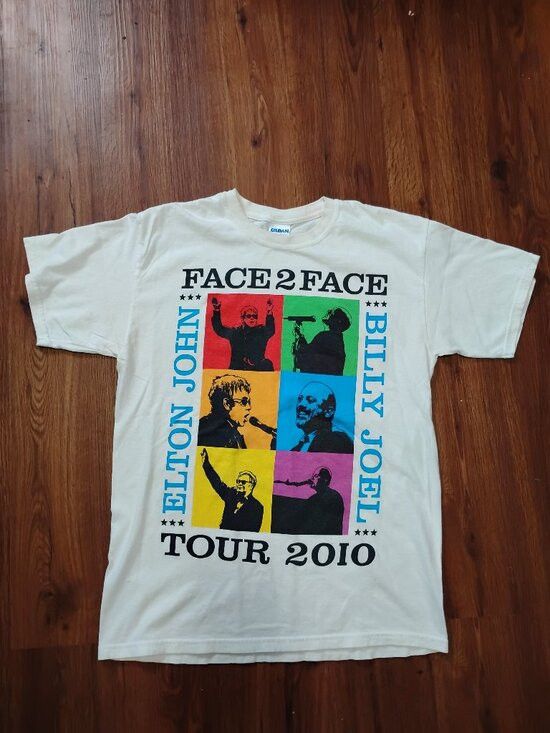 Gildan Elton John Billy Joel Face 2 Face Tour 2010 T-Shirt Size US M / EU 48-50 / 2 - 2 Thumbnail
