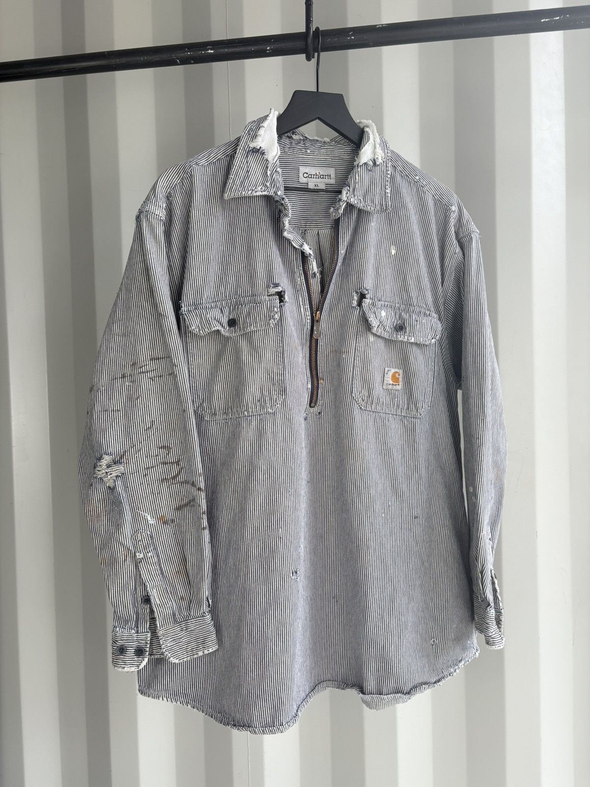 Vintage Thrashed Carhartt Work Shirt Distressed Faded ERD GRUNGE WCC Size US XL / EU 56 / 4 - 1 Thumbnail