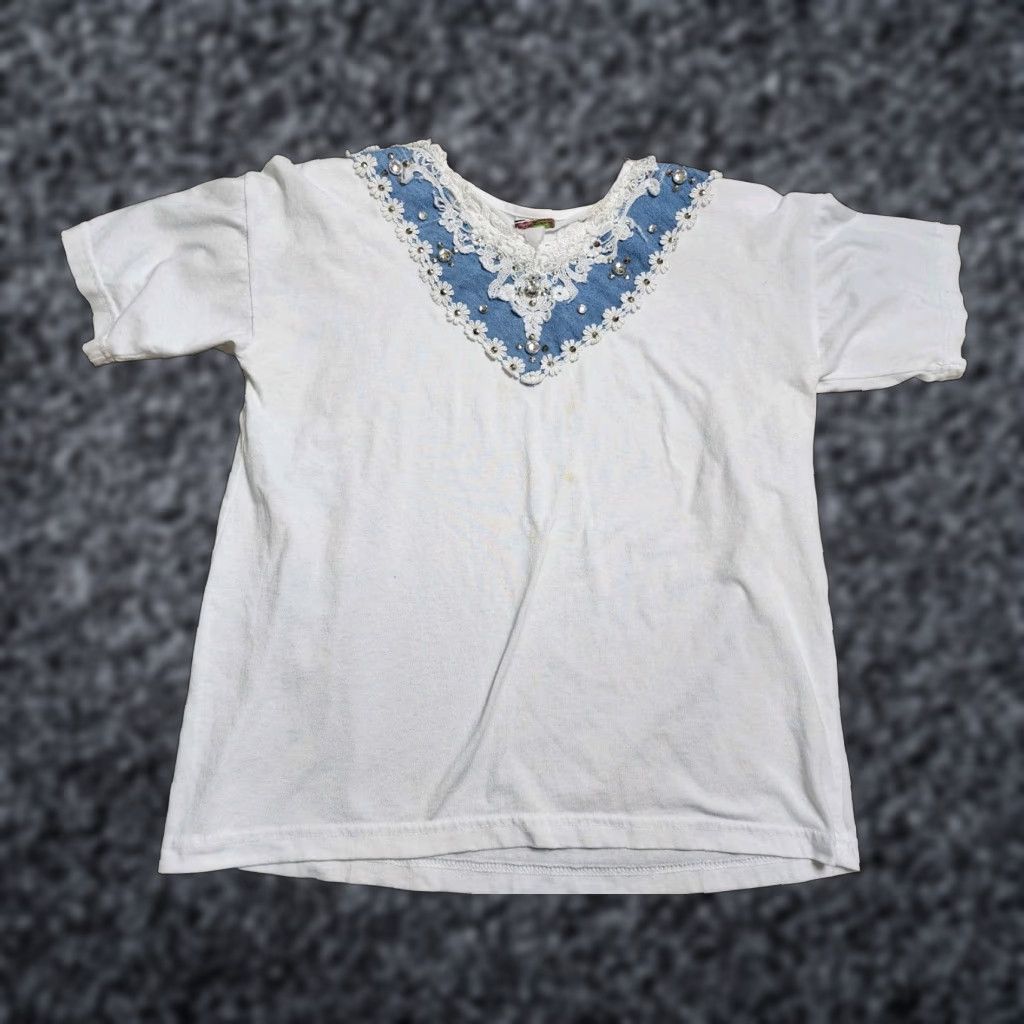 Vintage VINTAGE Cactus Womens T-Shirt Short Sleeve Cotton Embroidered Ruffle Western USA 90s White M/L Size M / US 6-8 / IT 42-44 - 1 Thumbnail