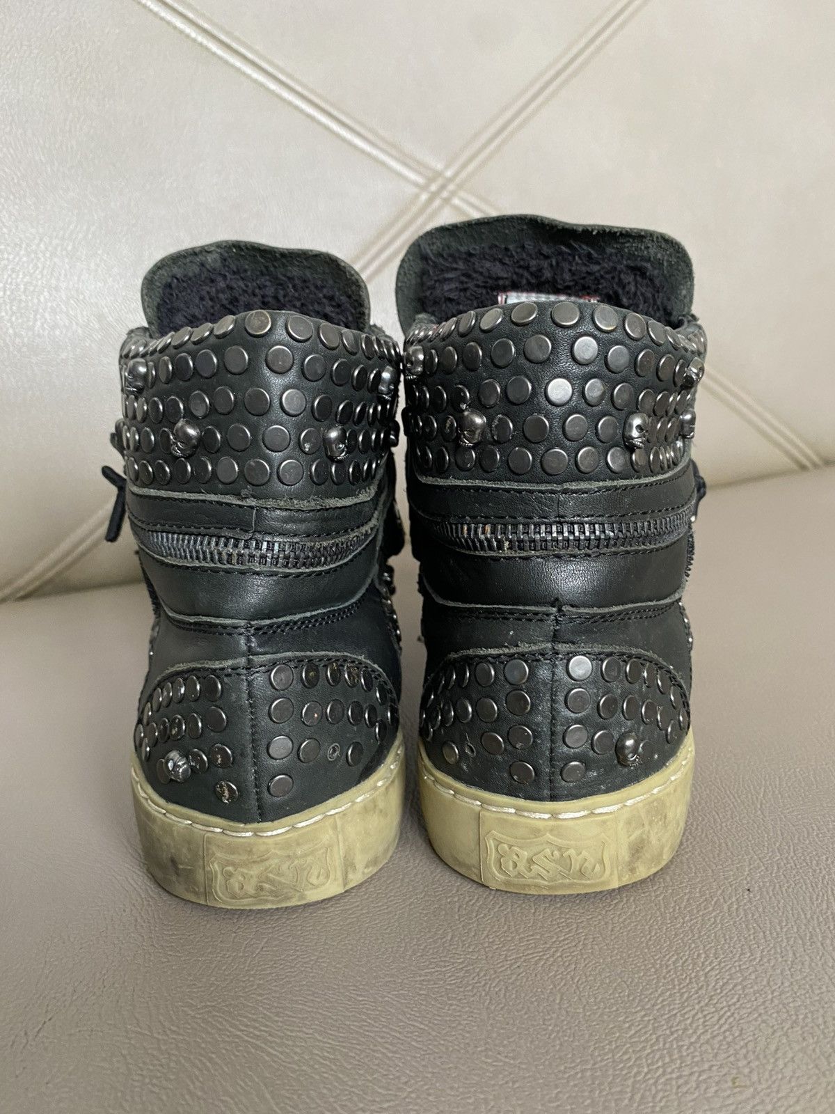 If Six Was Nine Ash studded skull leather high top sneakers Size US 7 / IT 37 - 7 Thumbnail