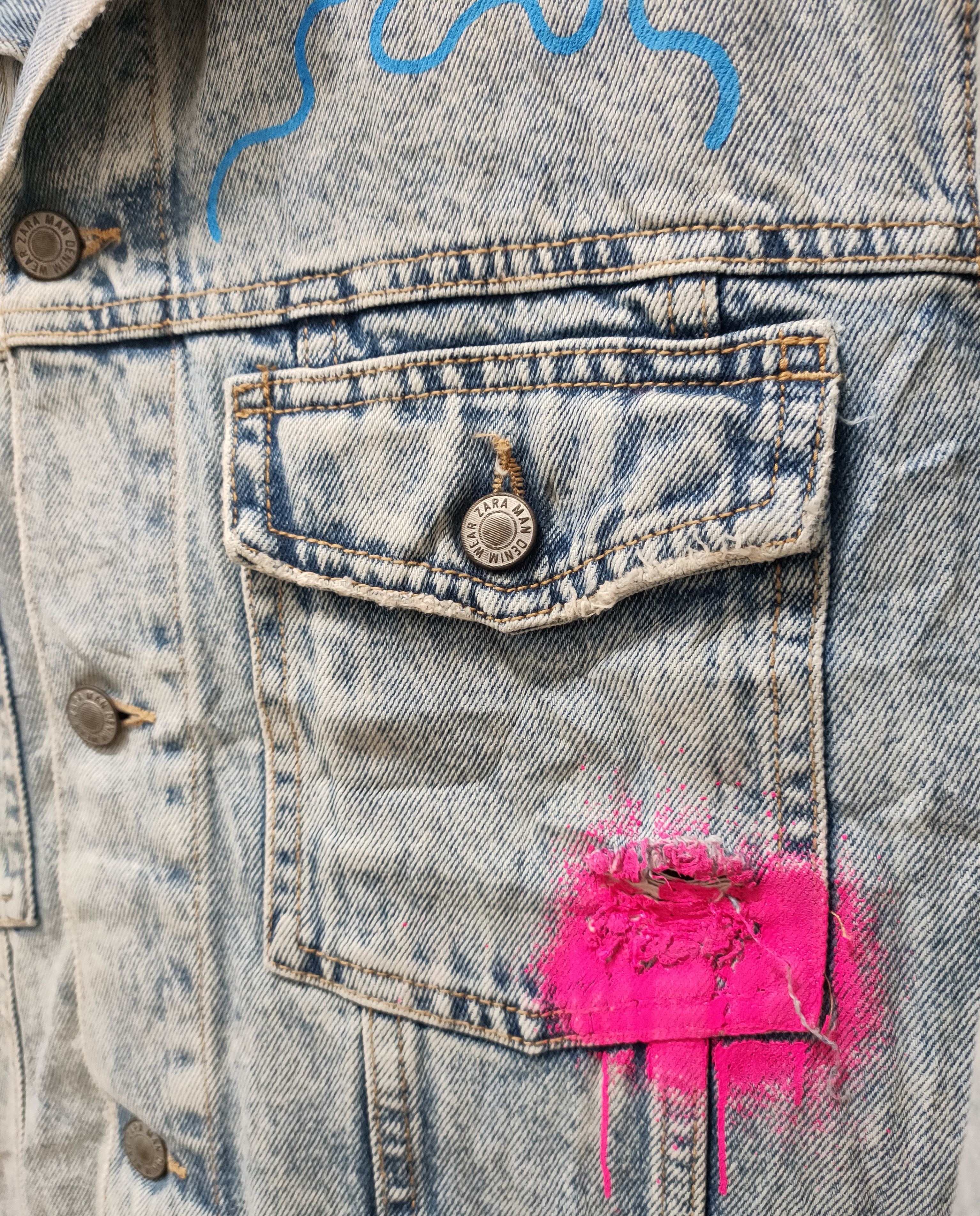 Zara 💥Zara Distressed Denim Jacket💥 Size US L / EU 52-54 / 3 - 3 Thumbnail