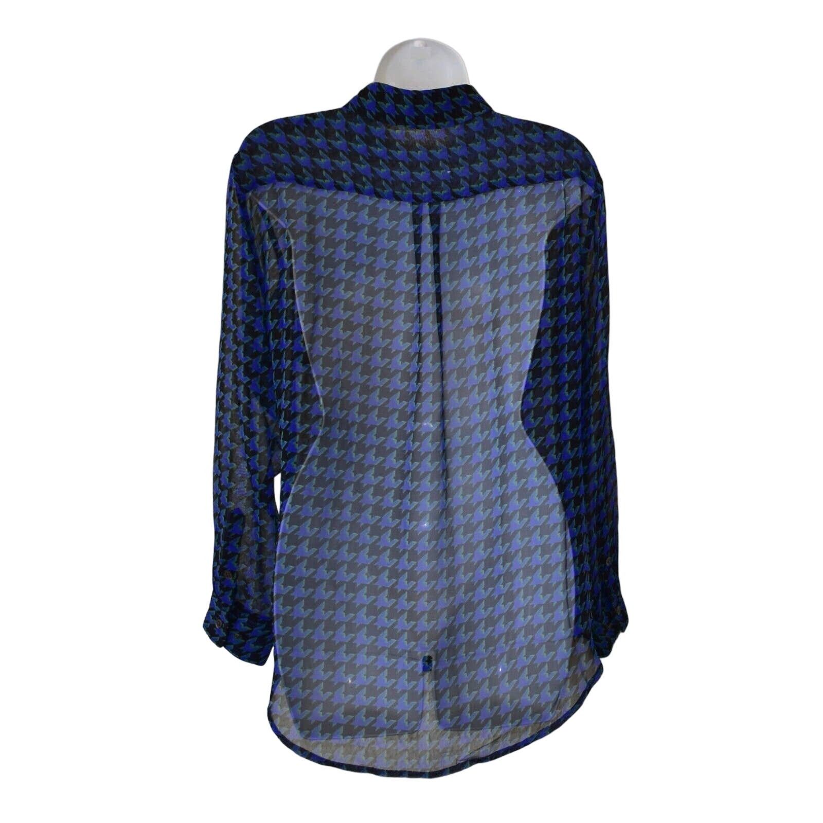 Equipment A8 EQUIPMENT Blue/Blk Abstract Silk Long Sleeve Shirt Sz XS Size XS / US 0-2 / IT 36-38 - 3 Thumbnail