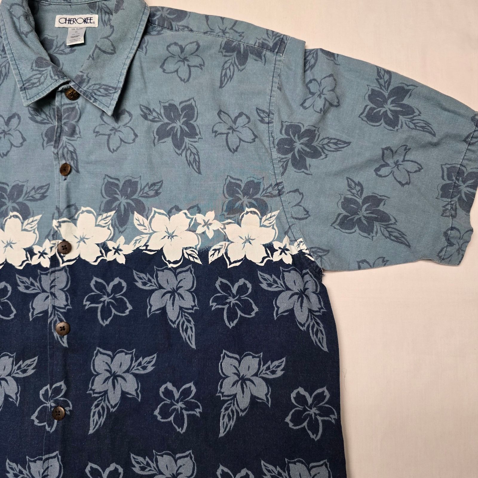 Cherokee × Vintage Floral Hawiian Cherokee XL Flower Tropical Beach Blue Shirt Size US XL / EU 56 / 4 - 3 Thumbnail