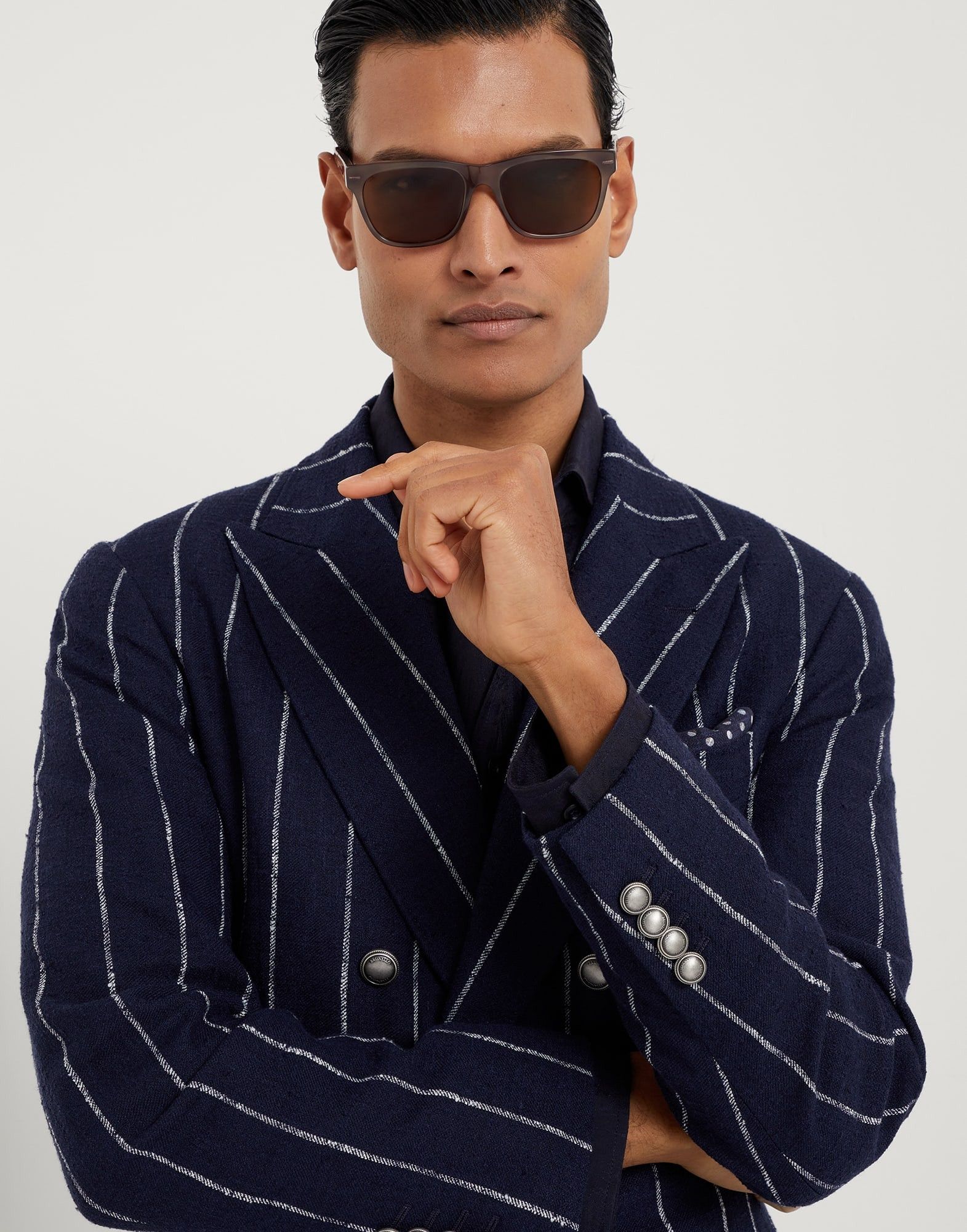 Brunello Cucinelli o1w1db10925 Woven Wool Jacket in Open Blue Size US L / EU 52-54 / 3 - 4 Thumbnail