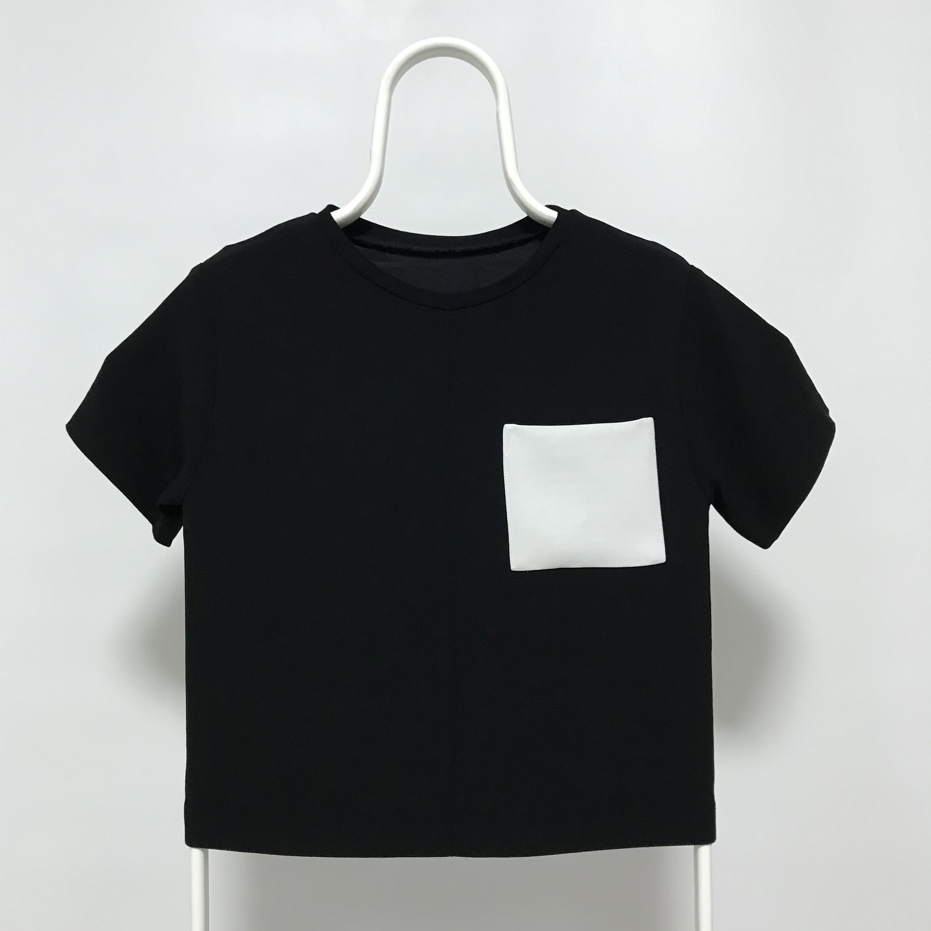 Sandro SANDRO Paris T-Shirt Crepe Top Crop Contrast Pocket Tee Size S / US 4 / IT 40 - 3 Thumbnail