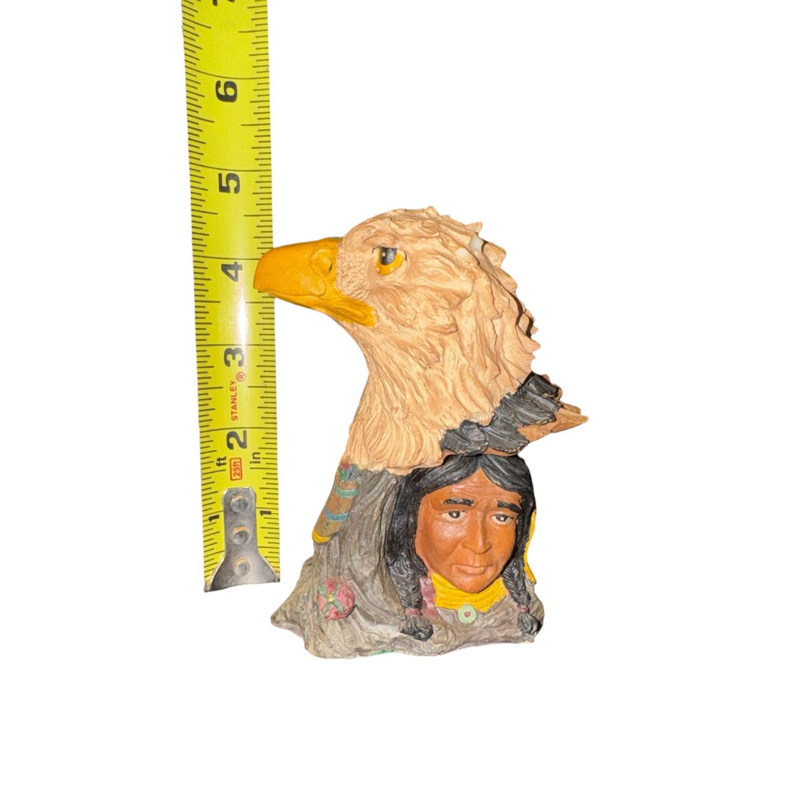The Unbranded Brand Hand-Painted Eagle and Native American Bust Figurine Size ONE SIZE - 1 Thumbnail