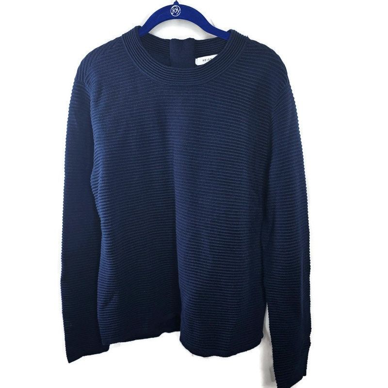 Reiss Reiss Skye Navy Exposed Gold Zipper Textured Sweater Medium Size M / US 6-8 / IT 42-44 - 2 Thumbnail