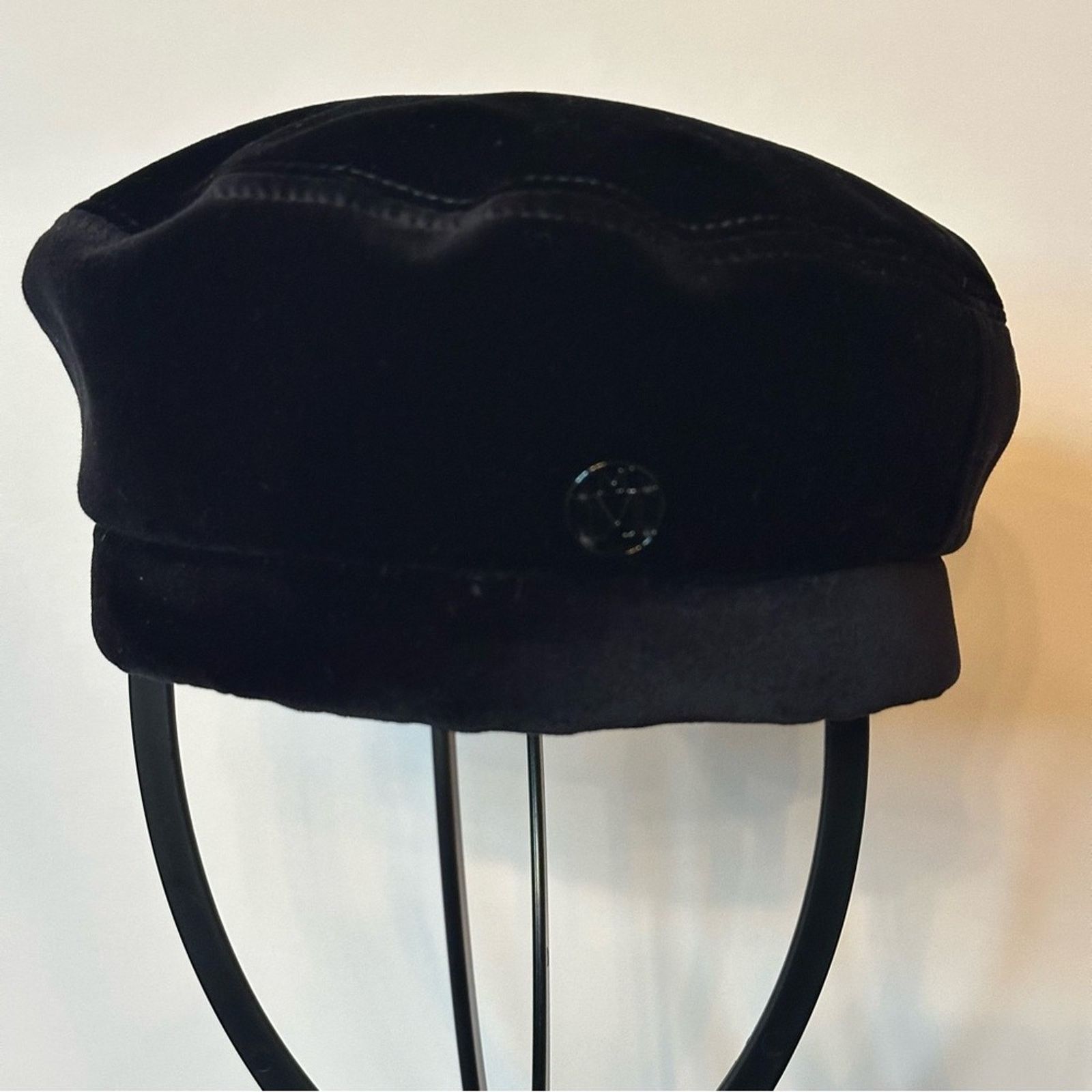 Maison Michel New Billy Black Velvet Beret size M 58 cm Designer Hat Size ONE SIZE - 4 Thumbnail