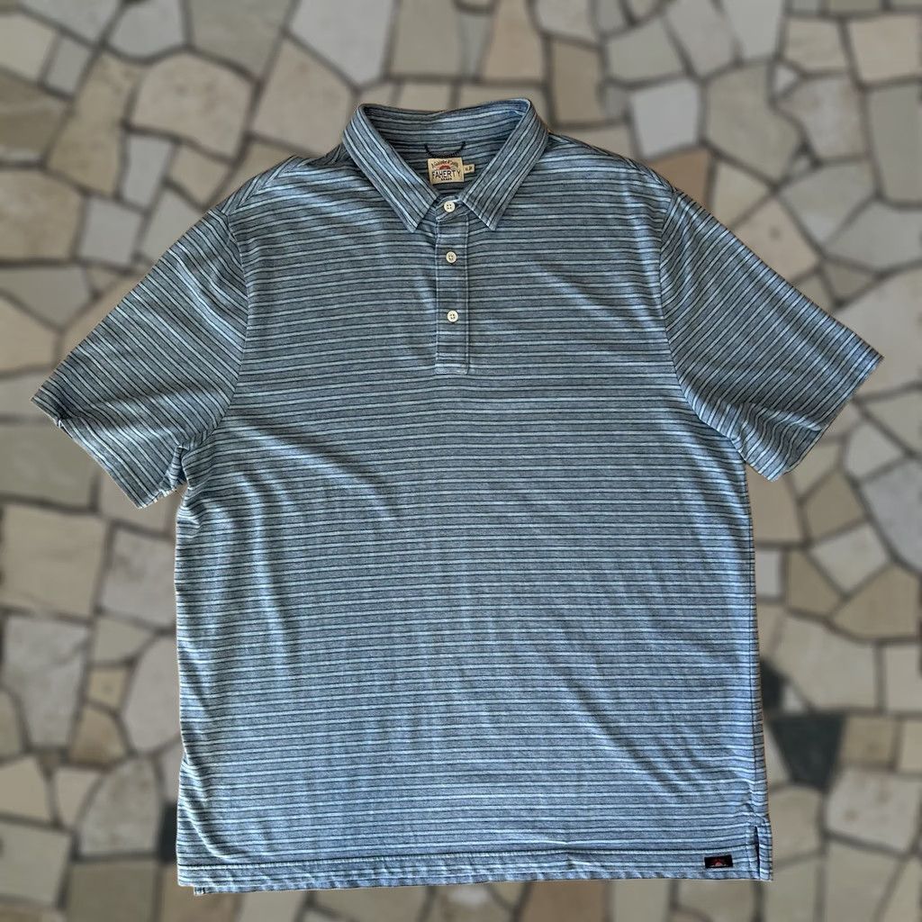 Faherty Faherty Movement Polo Shirt Short Sleeve Men’s Size XL Blue Striped Size US XL / EU 56 / 4 - 1 Thumbnail