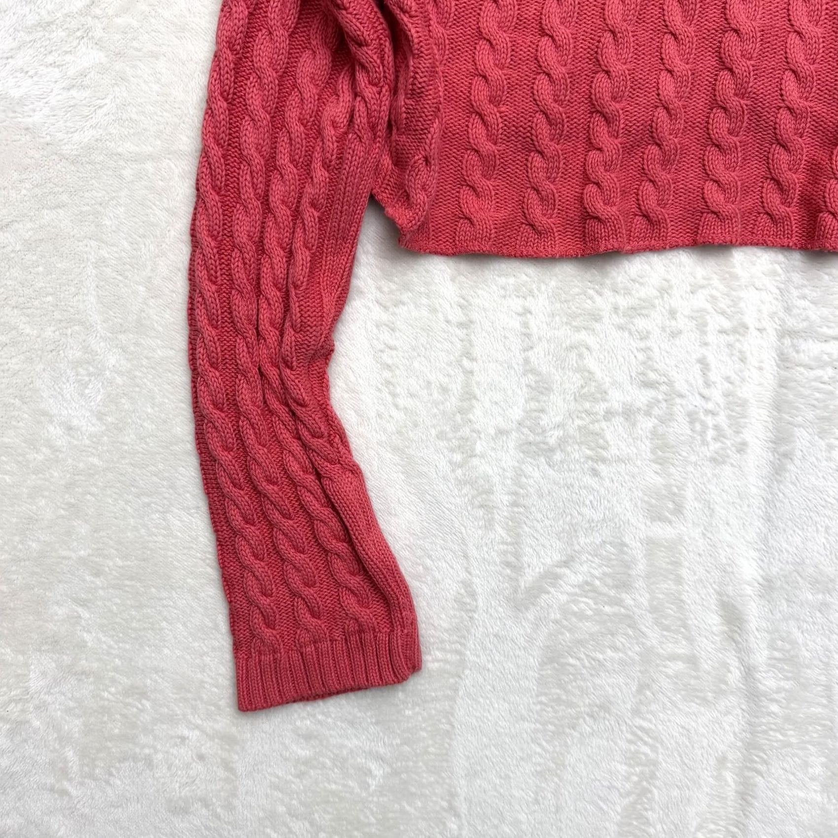 Free People Free People Sweater Womens Large Pink Cable Knit Cropped Crewneck Pullover Size L / US 10 / IT 46 - 6 Thumbnail
