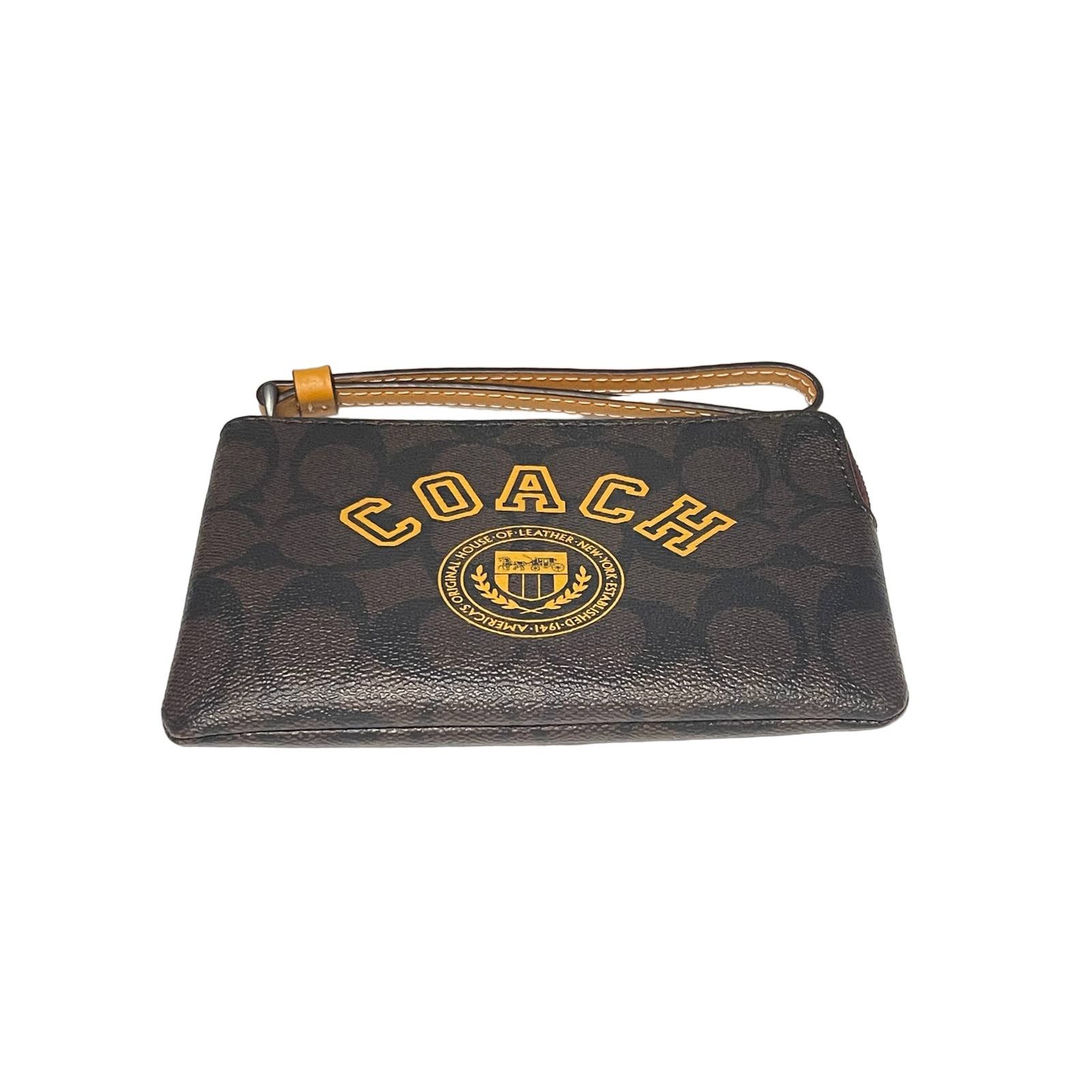 Coach Coach Corner Zip Wristlet In Signature Canvas With Varsity Size ONE SIZE - 8 Thumbnail