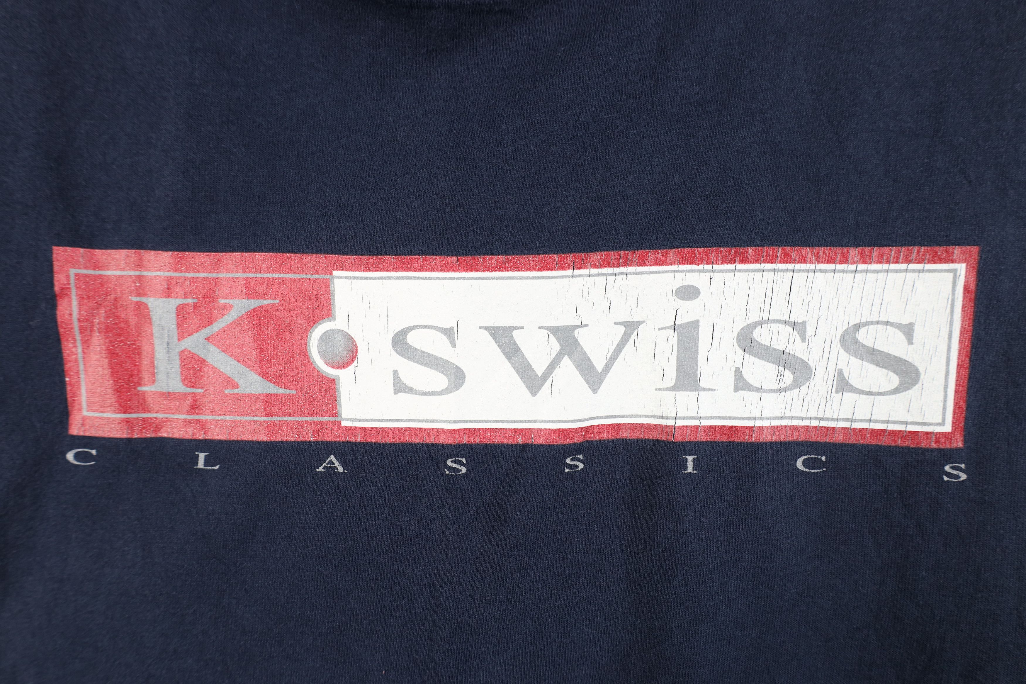 K-Swiss Vintage 90s K Swiss Classics Spell Out Box Logo T-Shirt Blue Size US XXL / EU 58 / 5 - 4 Thumbnail