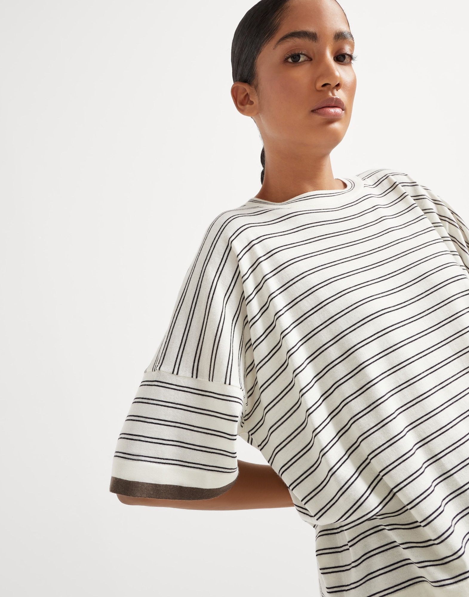 Brunello Cucinelli o1la1rc1a0326 Striped Lightweight Knit T-Shirt in Multicolor Size XL / US 12-14 / IT 48-50 - 3 Thumbnail