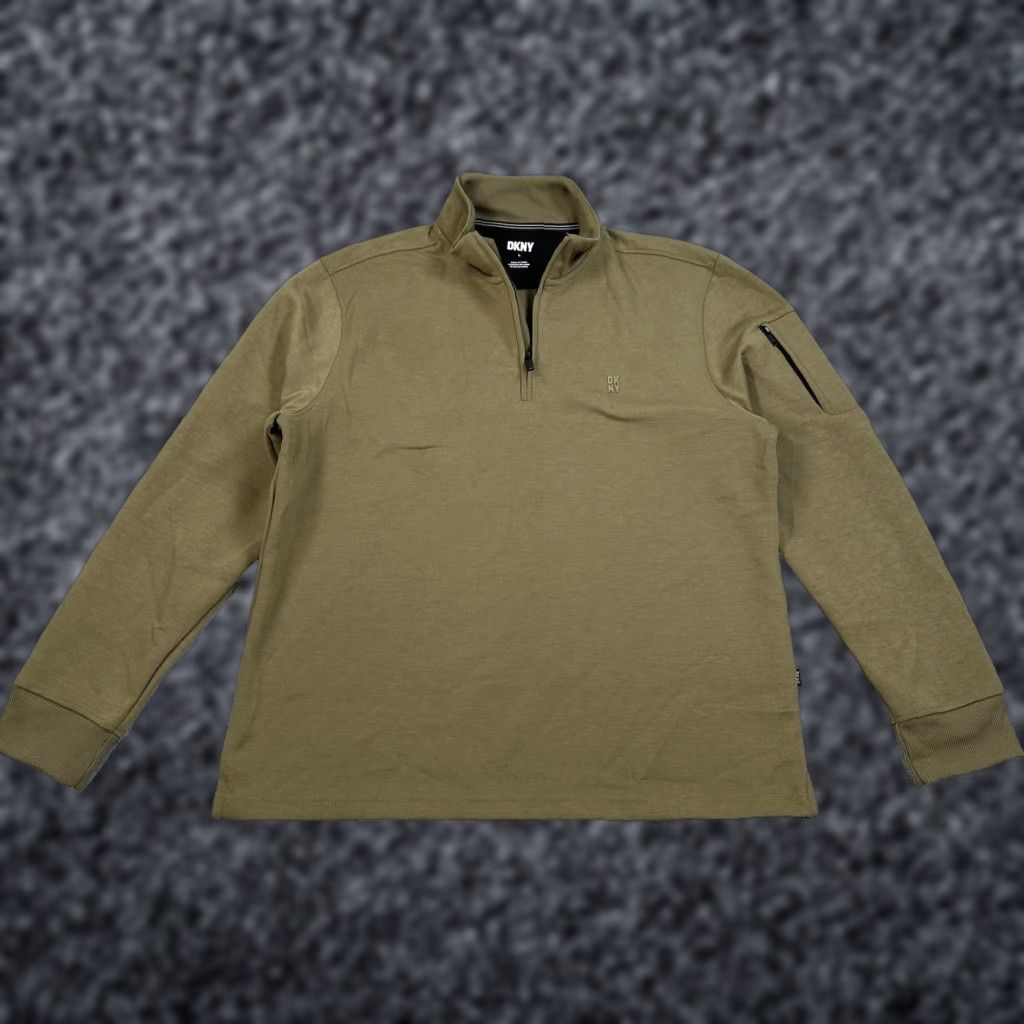 DKNY DKNY Sweatshirt Mens Large Green 1/4 Zip Mock Neck Sleeve Pocket Pullover Size US L / EU 52-54 / 3 - 1 Thumbnail