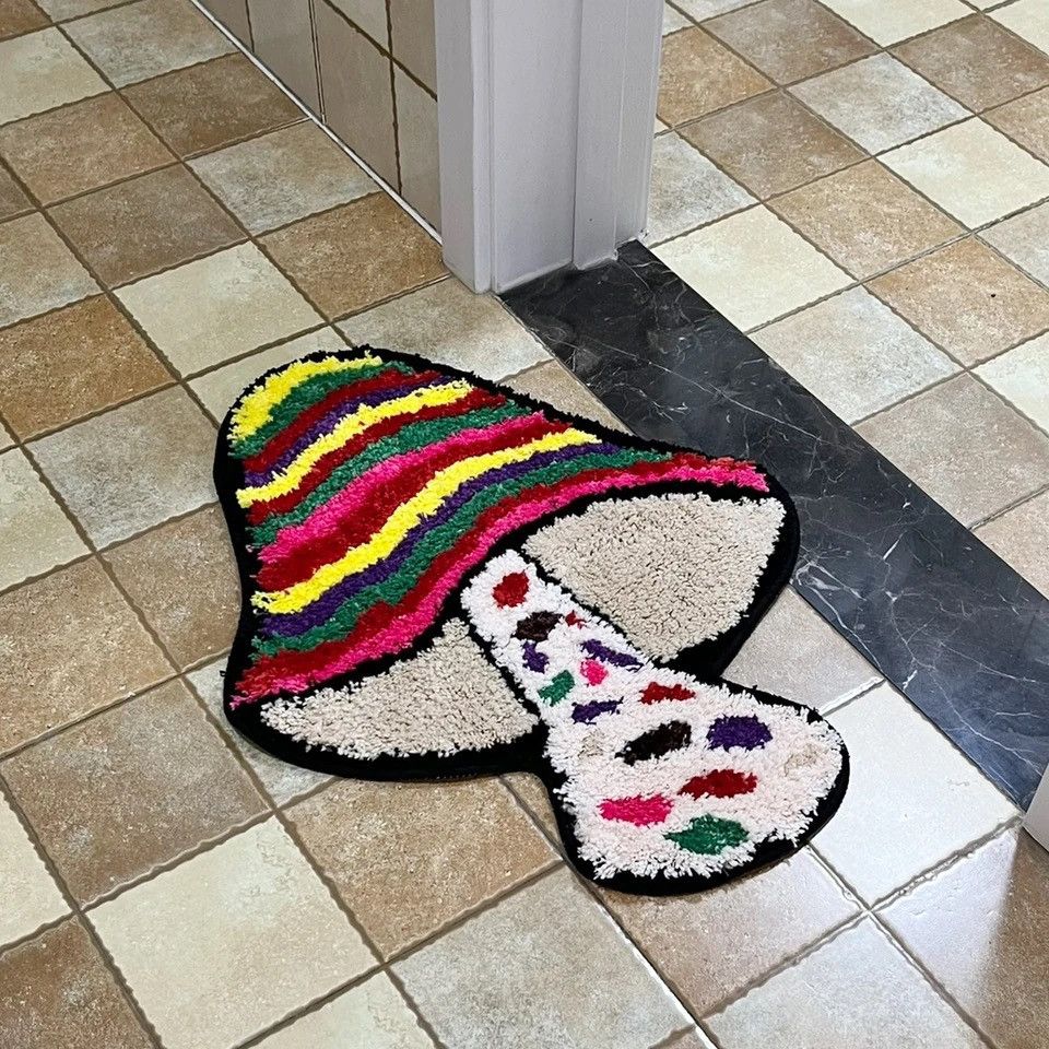 Designer Handmade Colorful Mushrooms Doormat Tufted Rug Carpet Size ONE SIZE - 6 Thumbnail