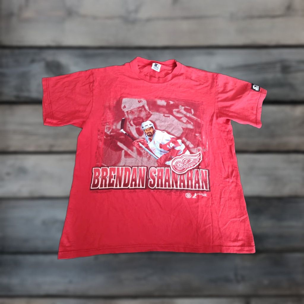 Starter VINTAGE Starter Detroit Red Wings T-Shirt Unisex Adults Medium 1997 90s Shanahan Red Cotton Crew Neck Shirt Men Women Size US M / EU 48-50 / 2 - 1 Thumbnail