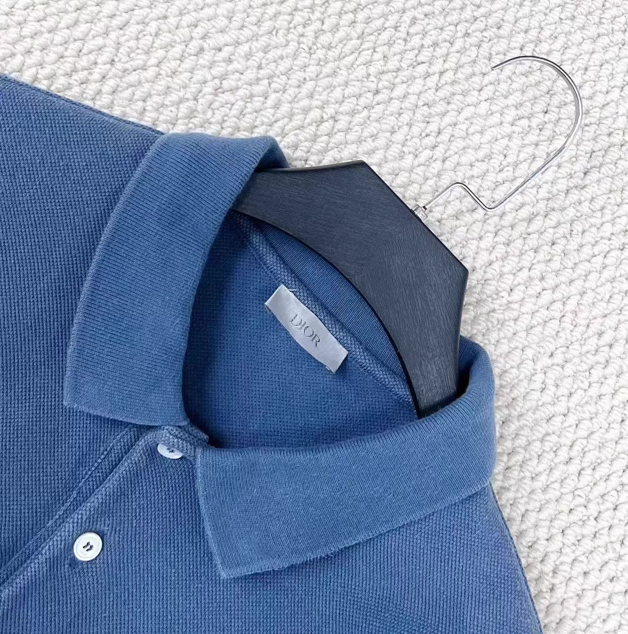 Dior Dior Light Blue Embroidered Flocked Logo Polo Shirt L Size US L / EU 52-54 / 3 - 3 Thumbnail