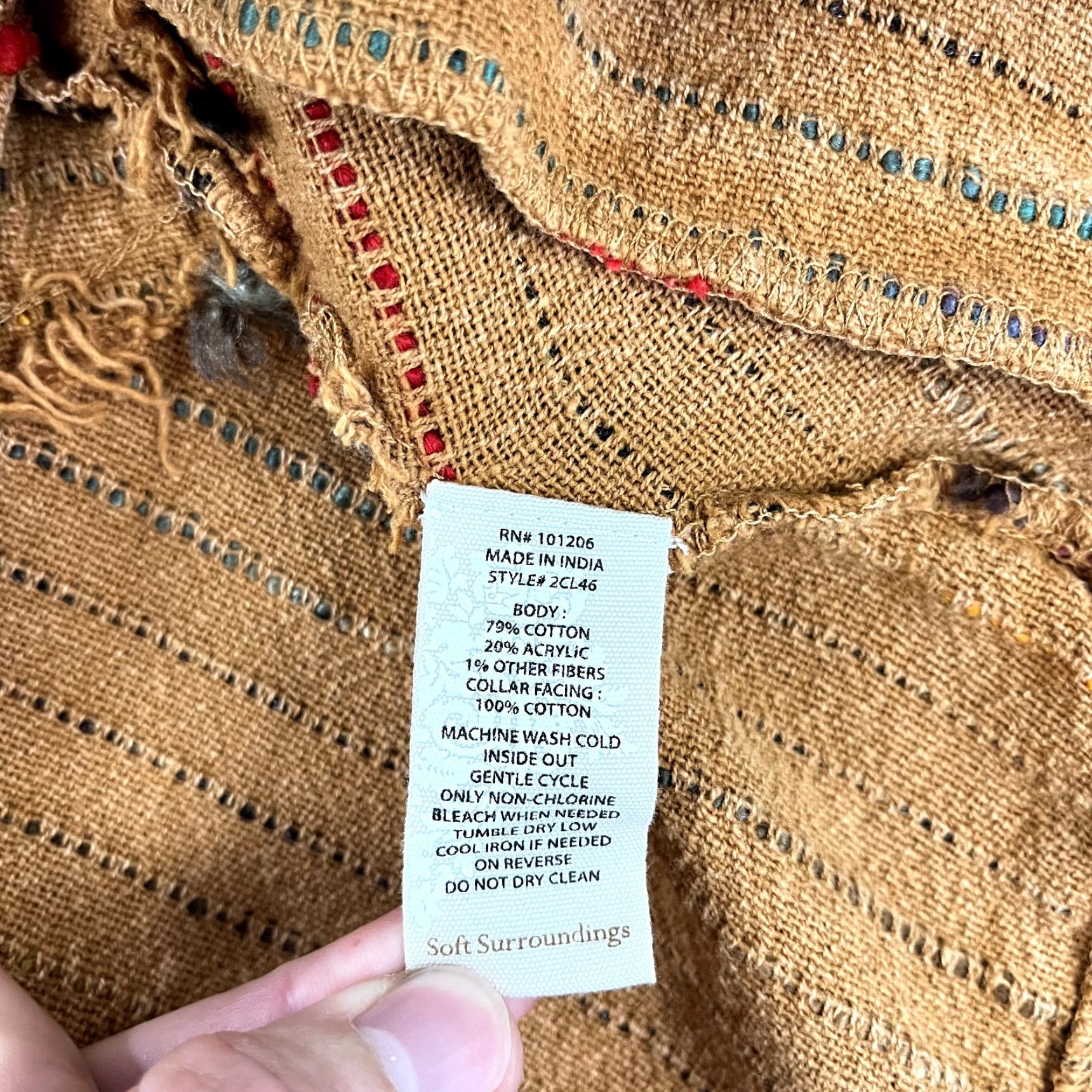 Soft Surroundings SOFT SURROUDINGS BOHO JACKET Women S Kinsale Boucle Frayed Zip Cotton Blend Brown Long Sleeve Regular Breathable Full Zip Pockets Vintage No Size S / US 4 / IT 40 - 3 Thumbnail