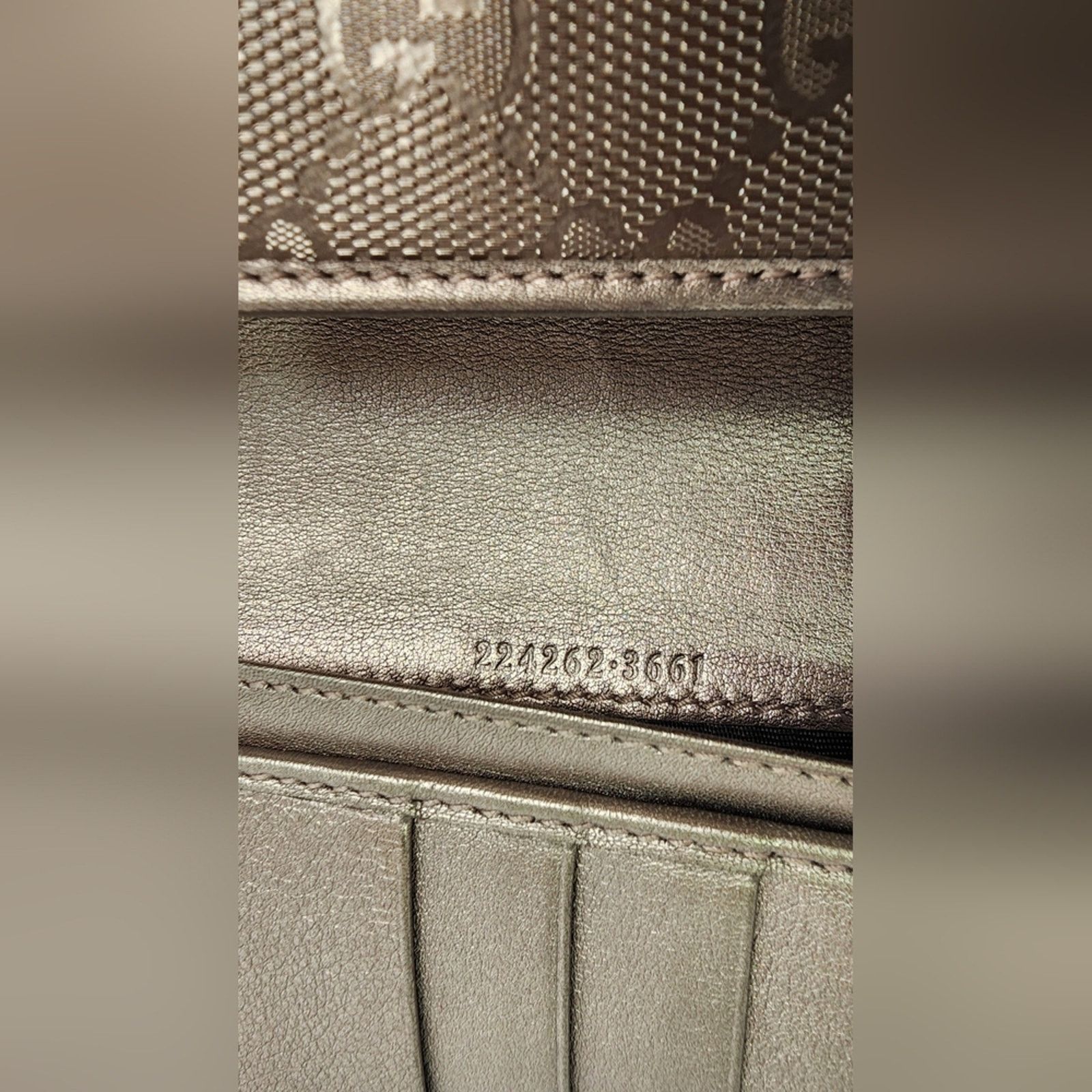Gucci Gucci GG Imprime Continental Wallet Metallic Silver/Grey WOC Size ONE SIZE - 14 Thumbnail