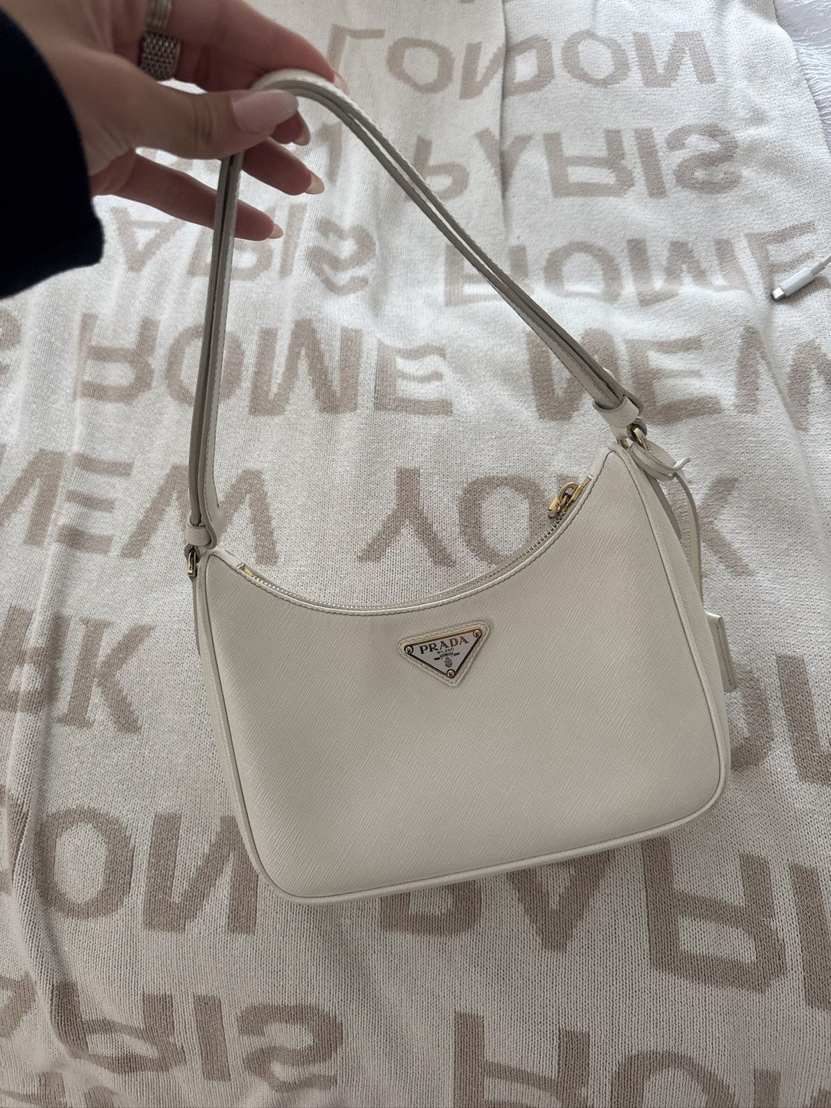 Prada White Prada Mini Saffiano Leather Bag Size ONE SIZE - 4 Thumbnail